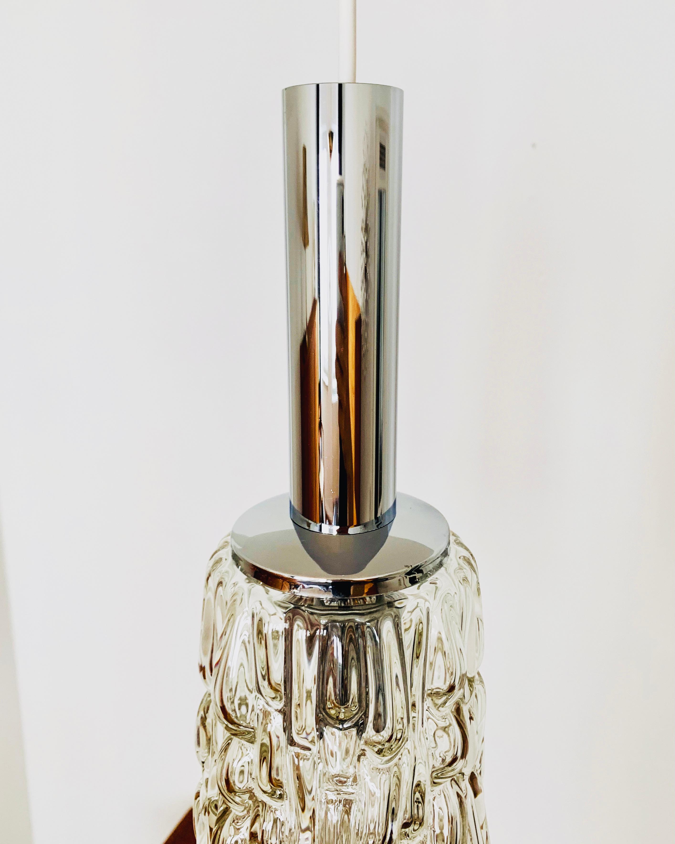 Metal Set of 4 large crystal glass pendant lamps For Sale