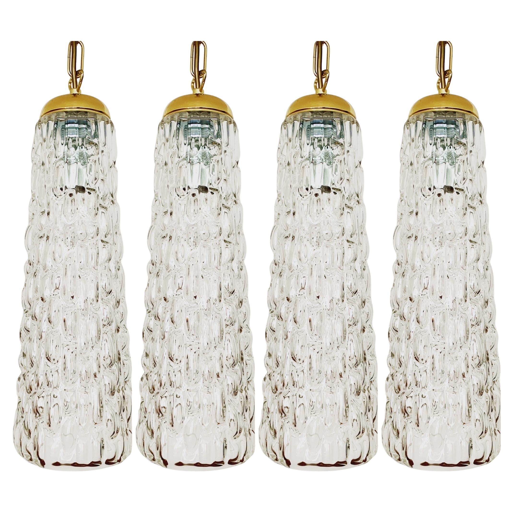 Juego de 4 lámparas colgantes grandes de cristal