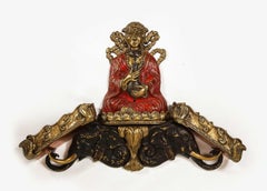 Set of 4 Large Figural Chinoiserie Gilt Bronze Wall Sconces, Attributed Caldwell