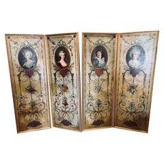 Set of 4 Large French 19th Century Oil on Canvas Wall Panels Trumeau Paintings