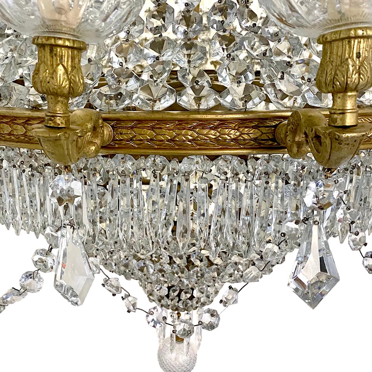 19th Century Set of Four Large French Bronze and Crystal Chandeliers, Sold Individually For Sale