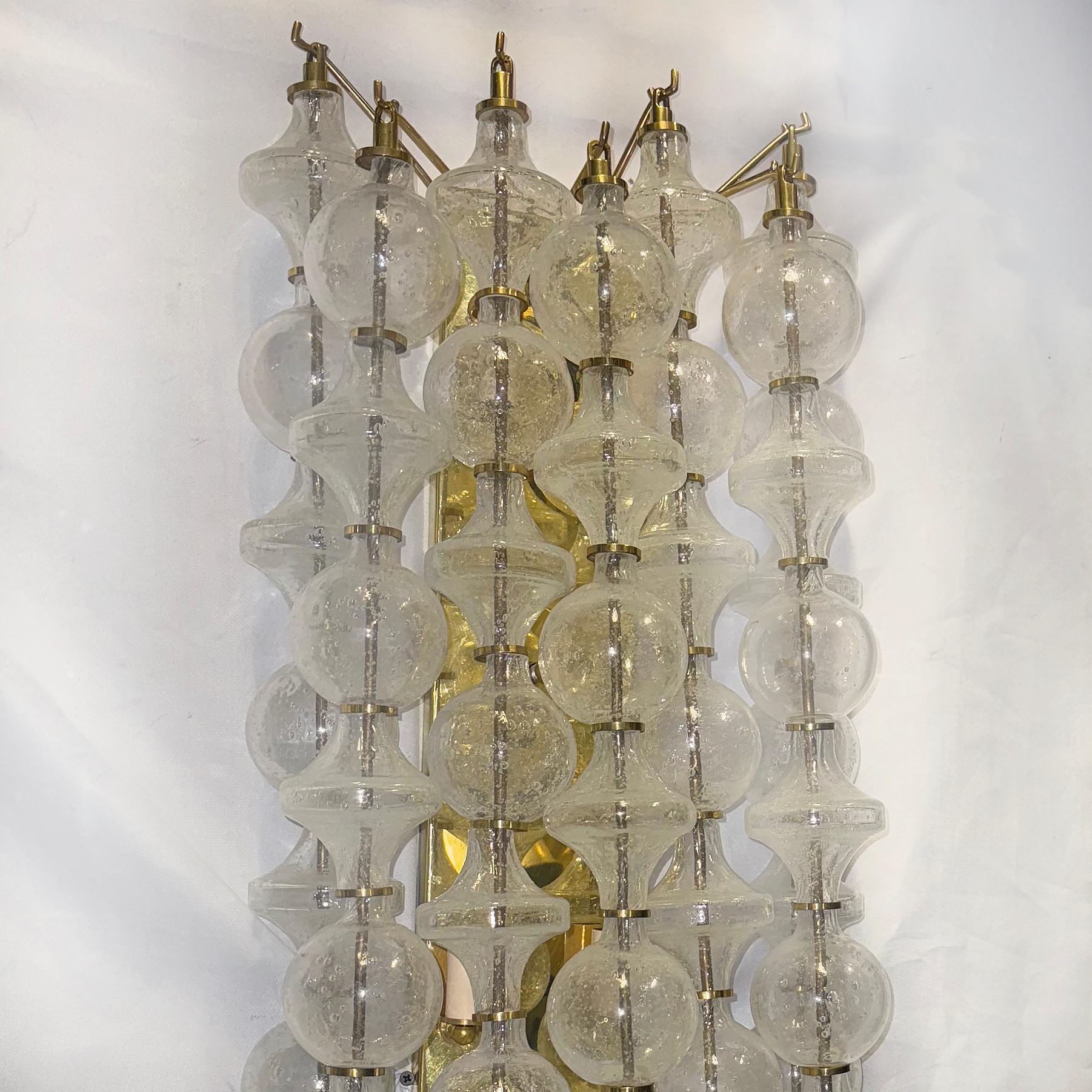 Italian Set of 4 Large Murano Glass Sconces, Sold in Pairs For Sale