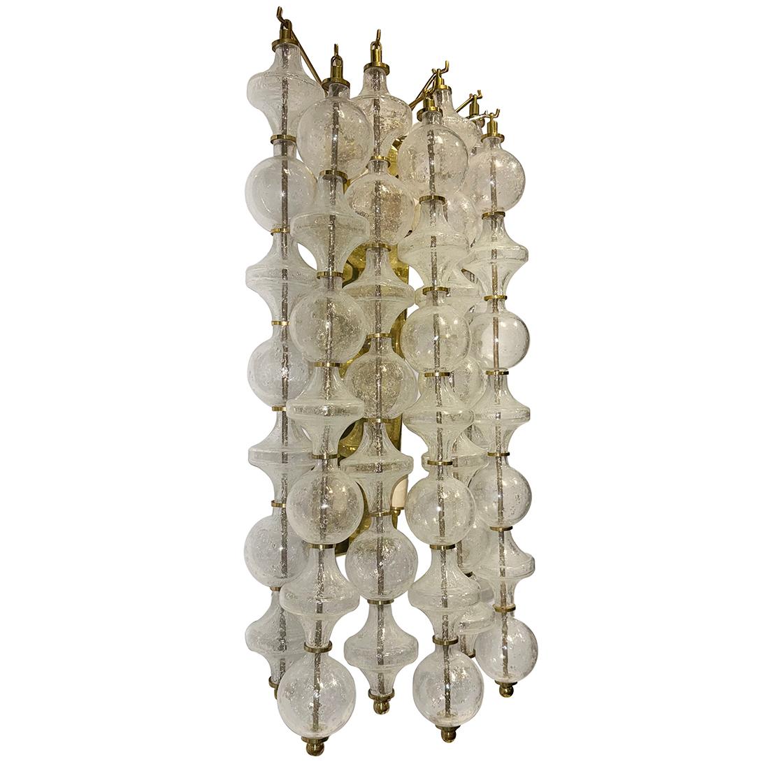 Gilt Set of 4 Large Murano Glass Sconces, Sold in Pairs For Sale