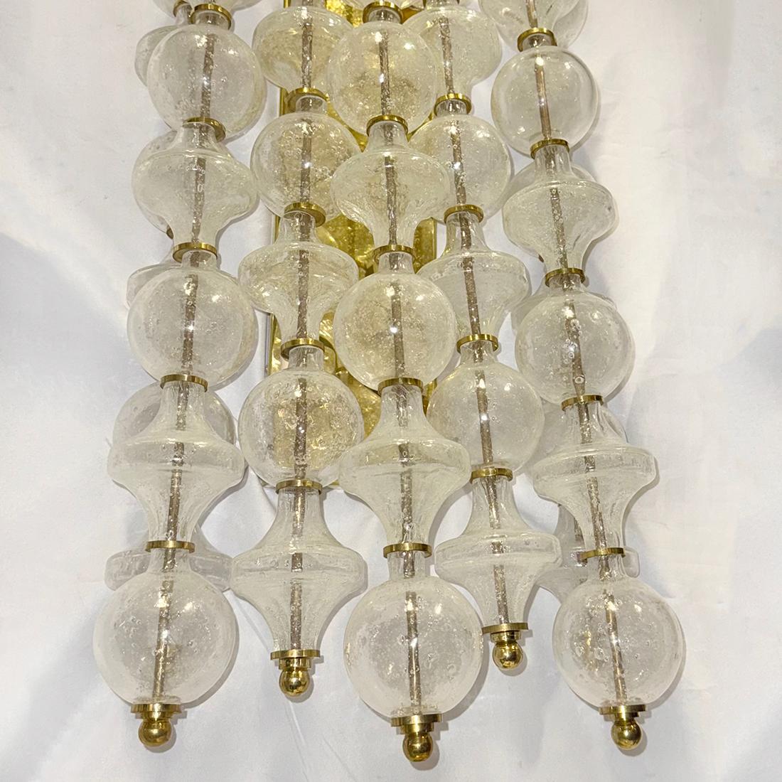 Set of 4 Large Murano Glass Sconces, Sold in Pairs In Good Condition For Sale In New York, NY