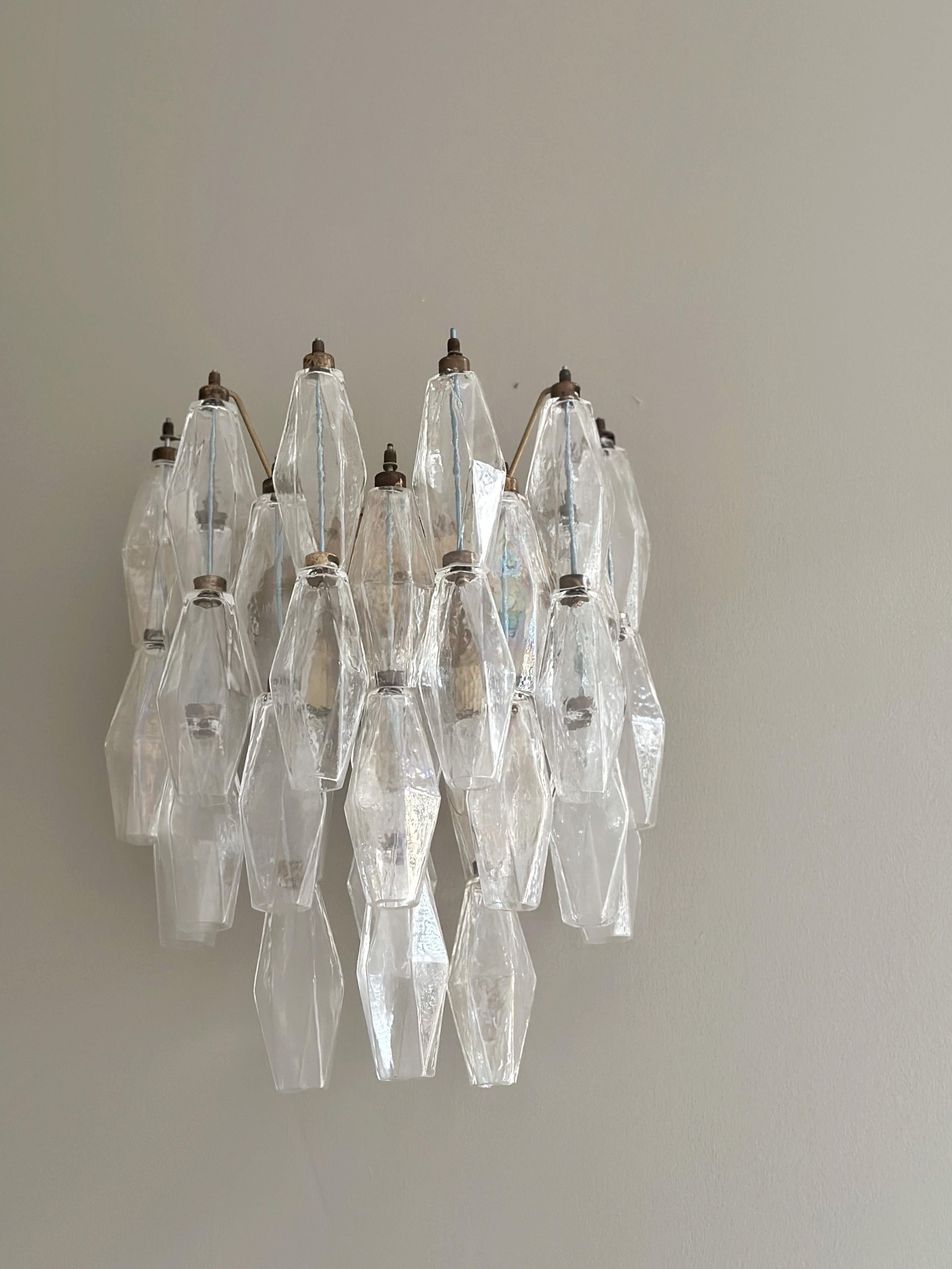 Mid-Century Modern Set of 4 Large Murano Wall Sconces in the style of Carlo Scarpa For Sale