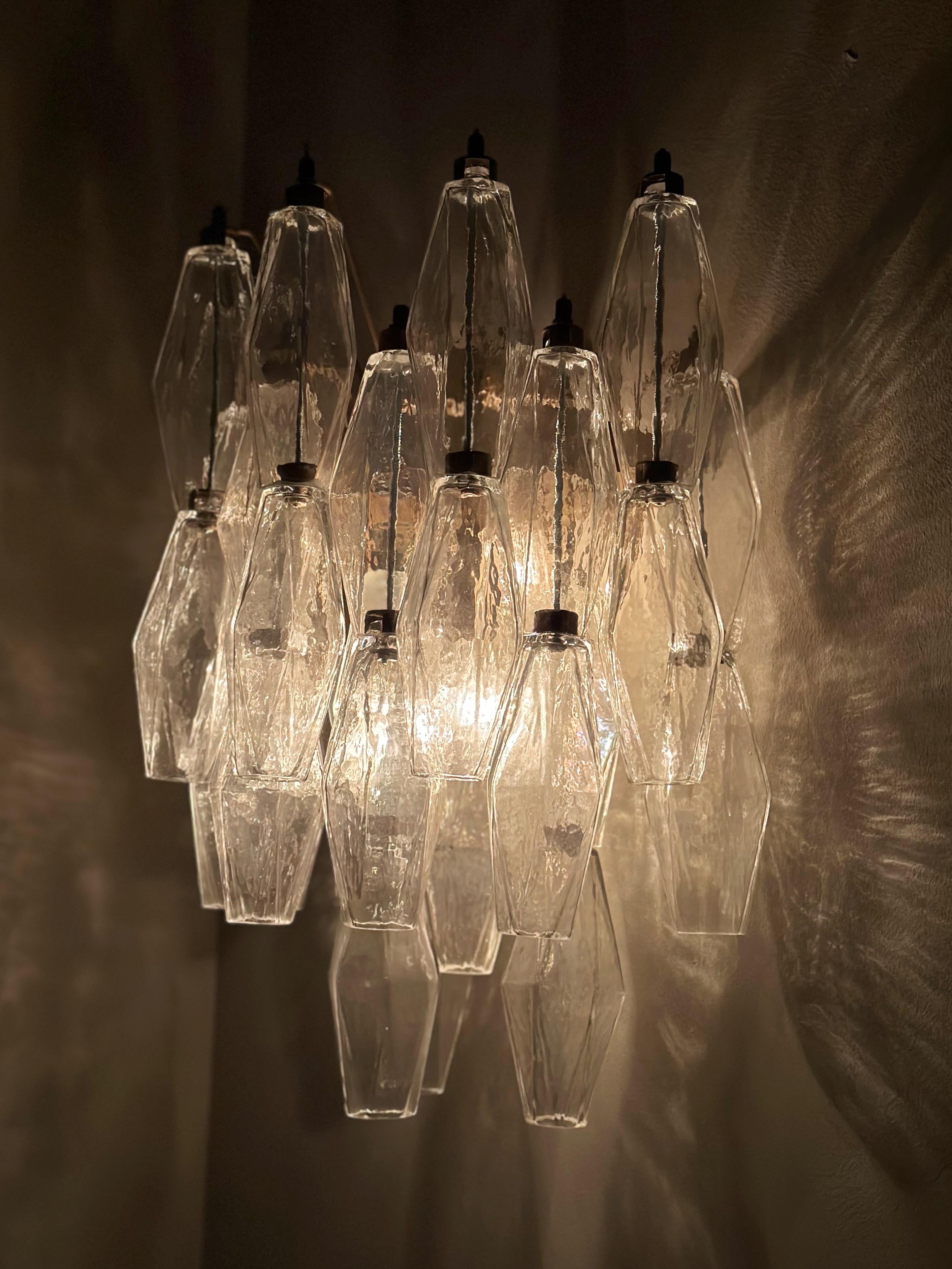 Glass Set of 4 Large Murano Wall Sconces in the style of Carlo Scarpa For Sale