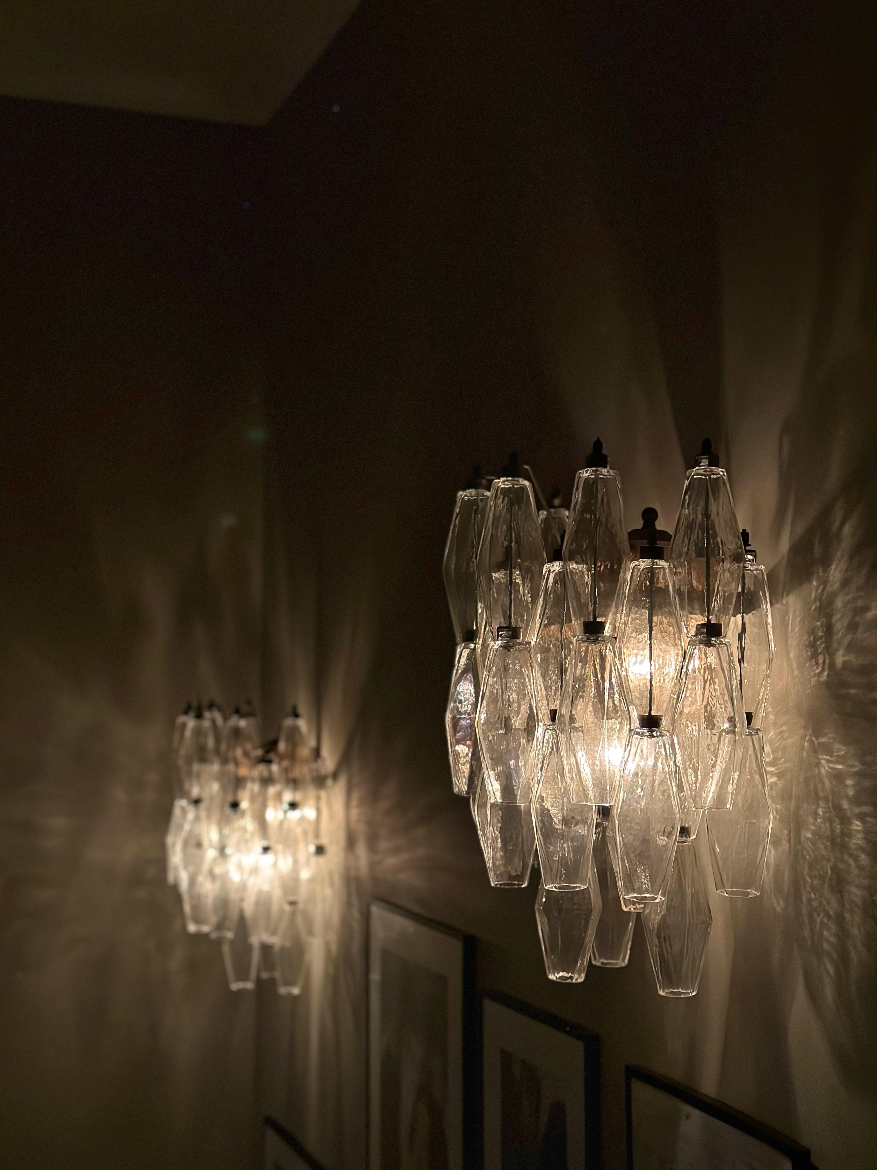Set of 4 Large Murano Wall Sconces in the style of Carlo Scarpa For Sale 1