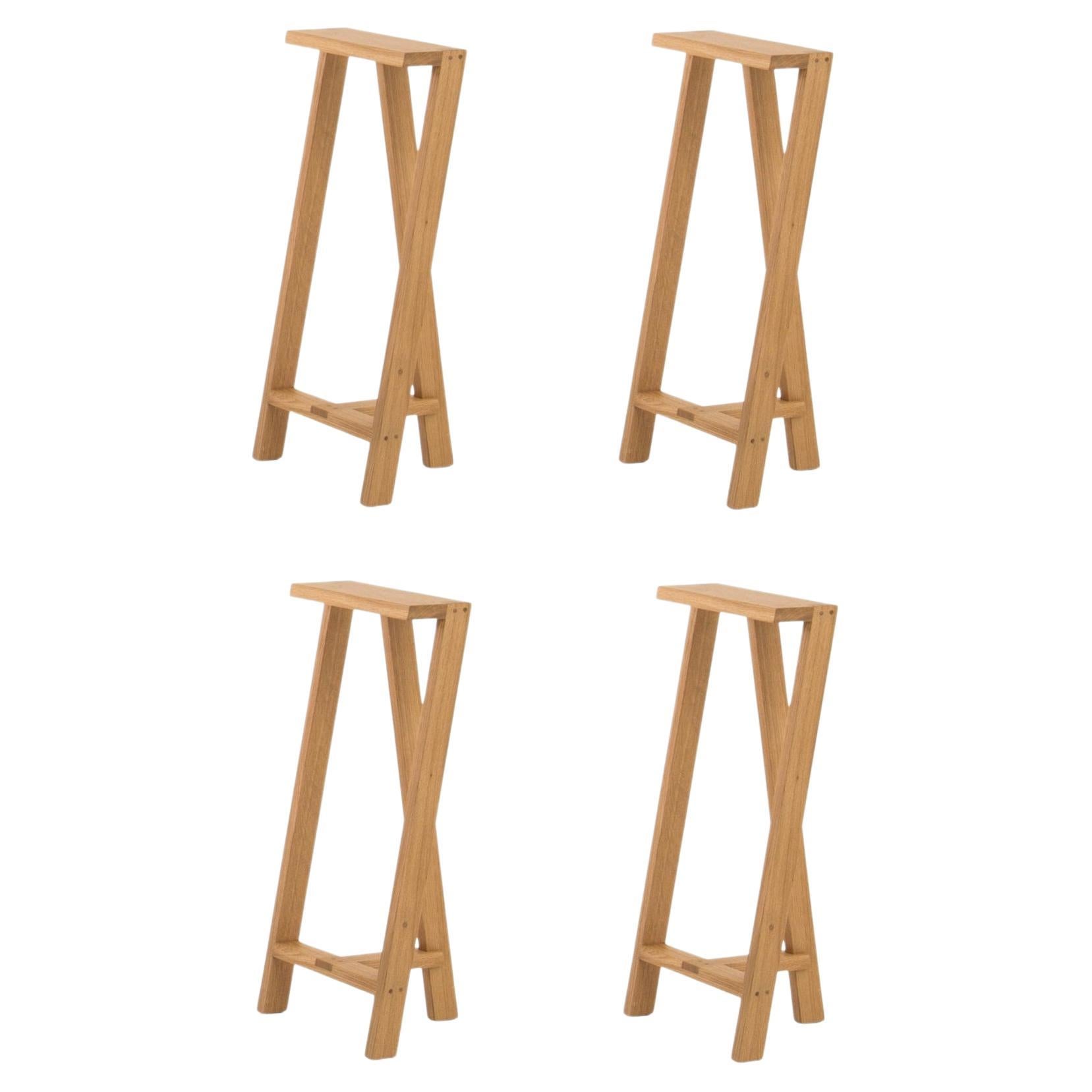 Set of 4 Large Pausa Oak Stool by Pierre-Emmanuel Vandeputte