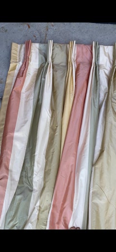 Set of 4 Large Scalamandre Rigatoni Stripe Silk Taffeta Drapes Beverly Hills