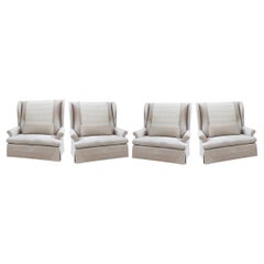 Set of 4 Large-Scale Club Chairs by Gregorius Pineo in Holly Hunt fabric