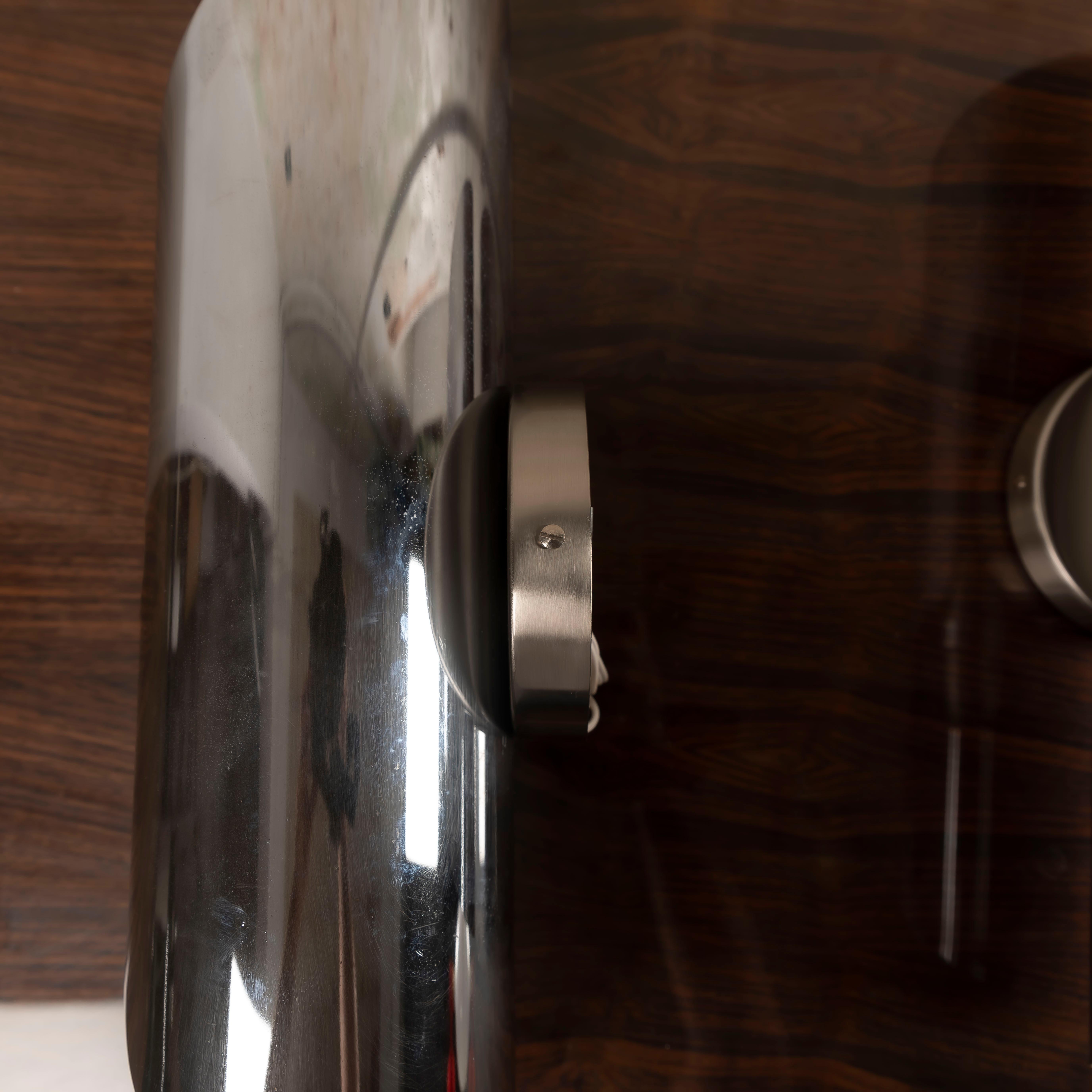 Set of 4 Large Space Age Chrome & White Enamel Sconces, Italy 1970’s In Good Condition In BARCELONA, ES