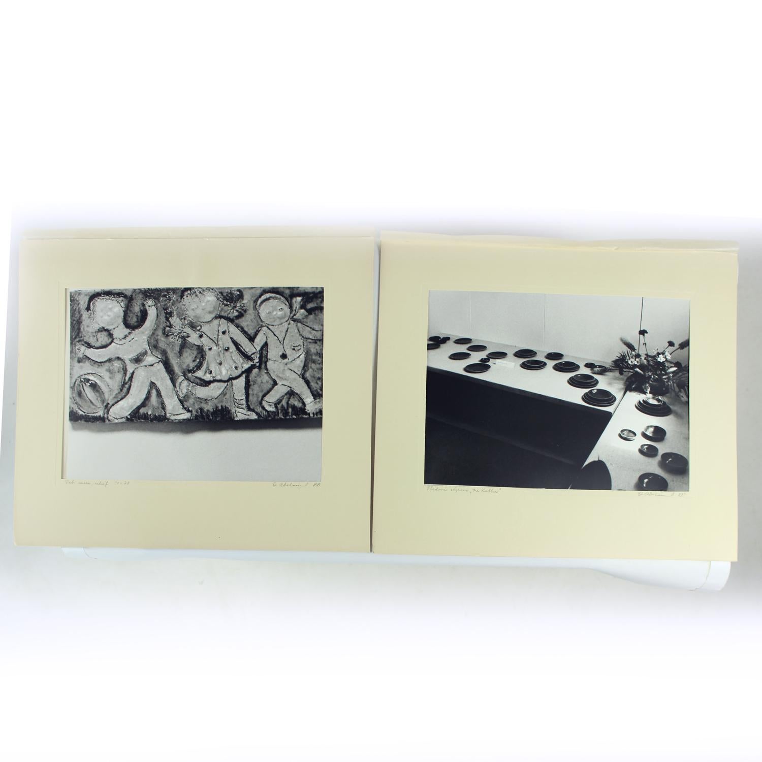 Ensemble de 4 grands clichés d'œuvres d'art en céramique de Ditta Abrhamova, Cz en vente 3