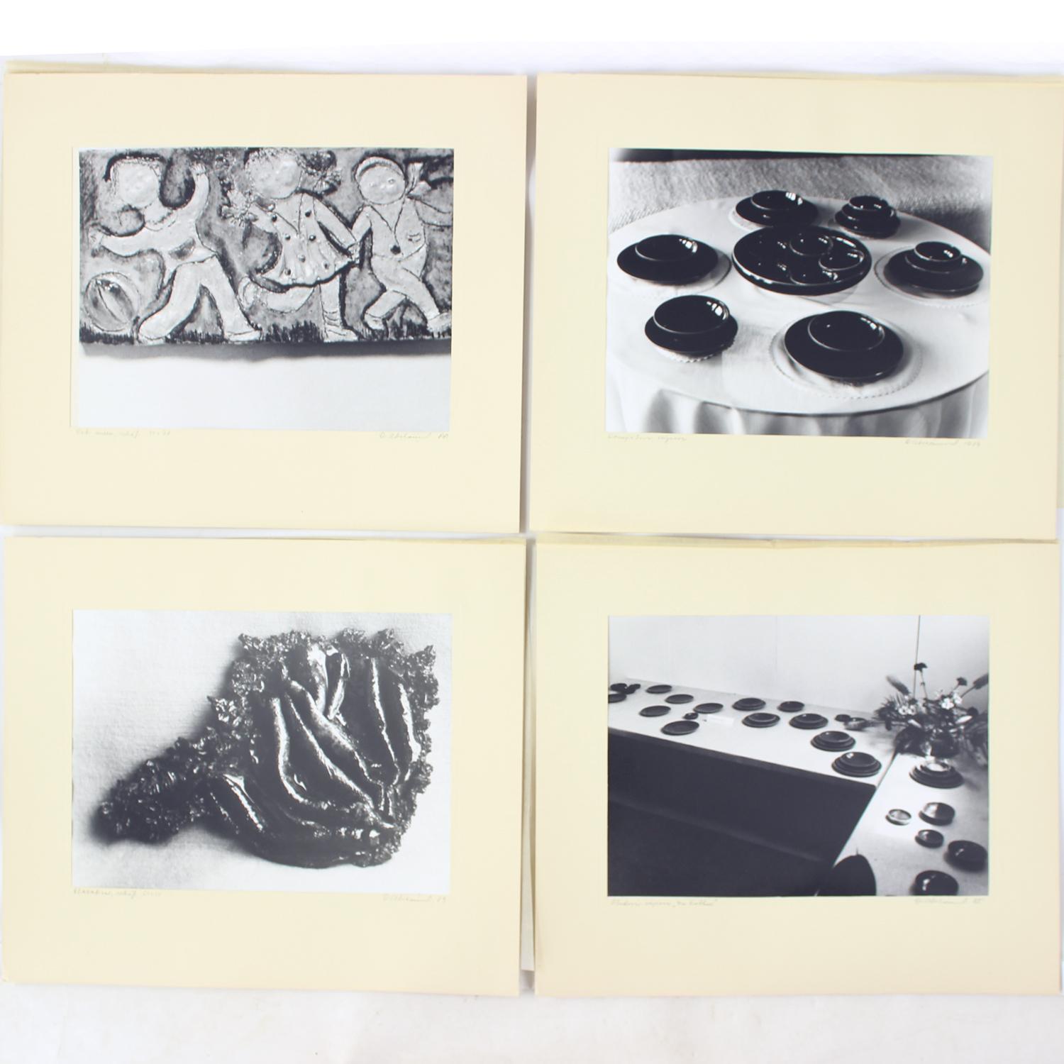 Ensemble de 4 grands clichés d'œuvres d'art en céramique de Ditta Abrhamova, Cz en vente 9