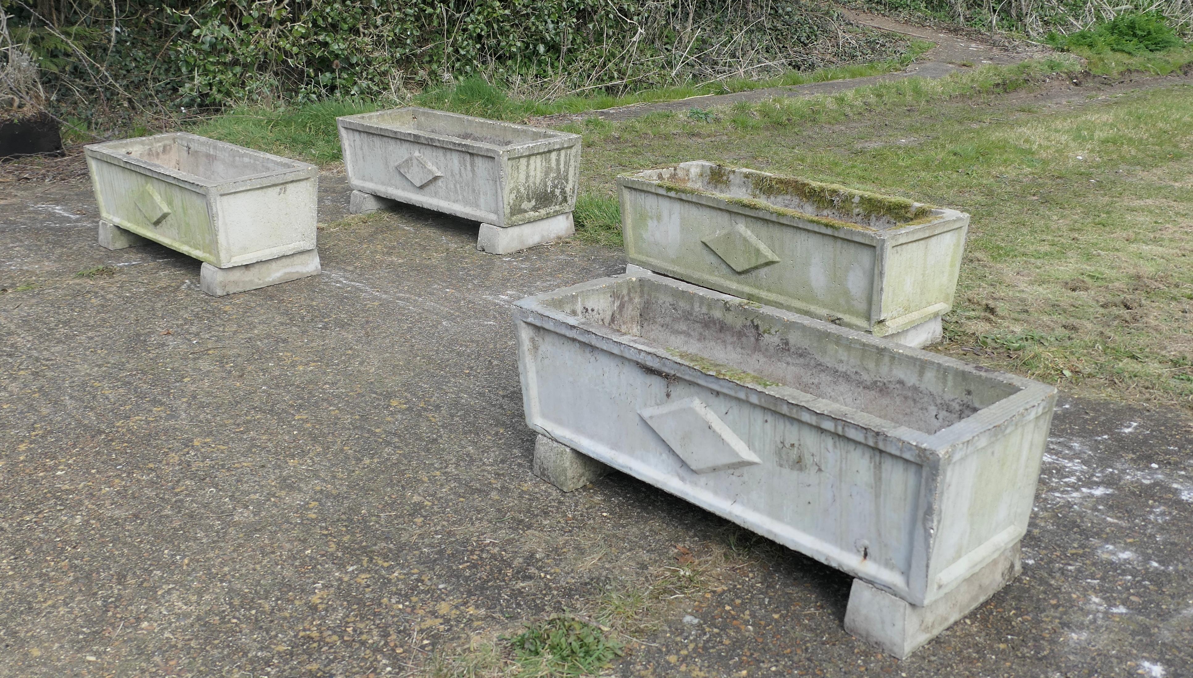Set of 4 Large Weathered Garden Planters For Sale 5