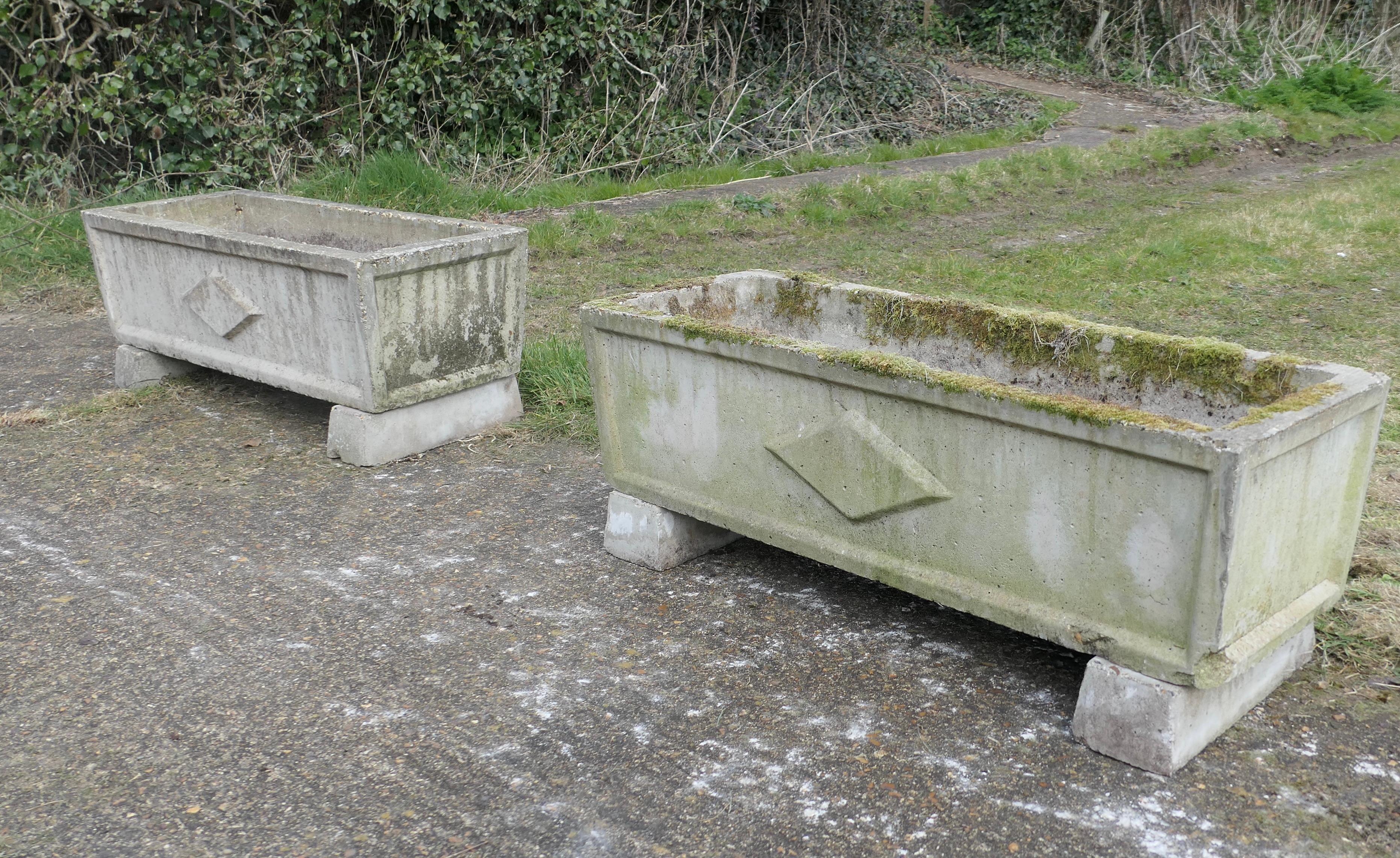 Cast Stone Set of 4 Large Weathered Garden Planters For Sale