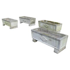 Vintage Set of 4 Large Weathered Garden Planters