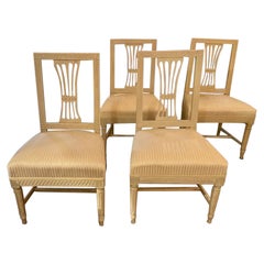 Set of 4 Late 19th c. Swedish Carved and Painted Side Chairs