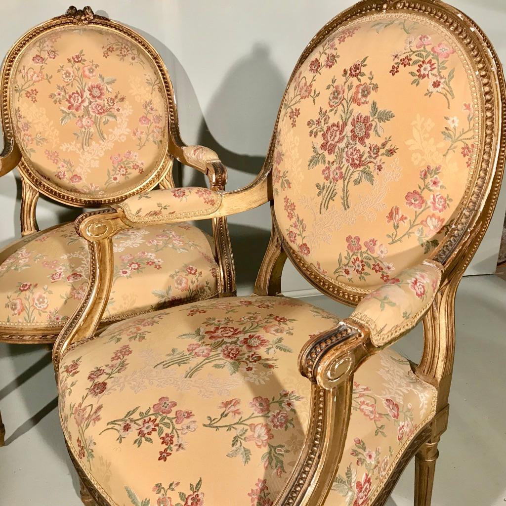 Set of 4 Late 19th Century Gilt Open Armchairs In Good Condition In Uppingham, Rutland