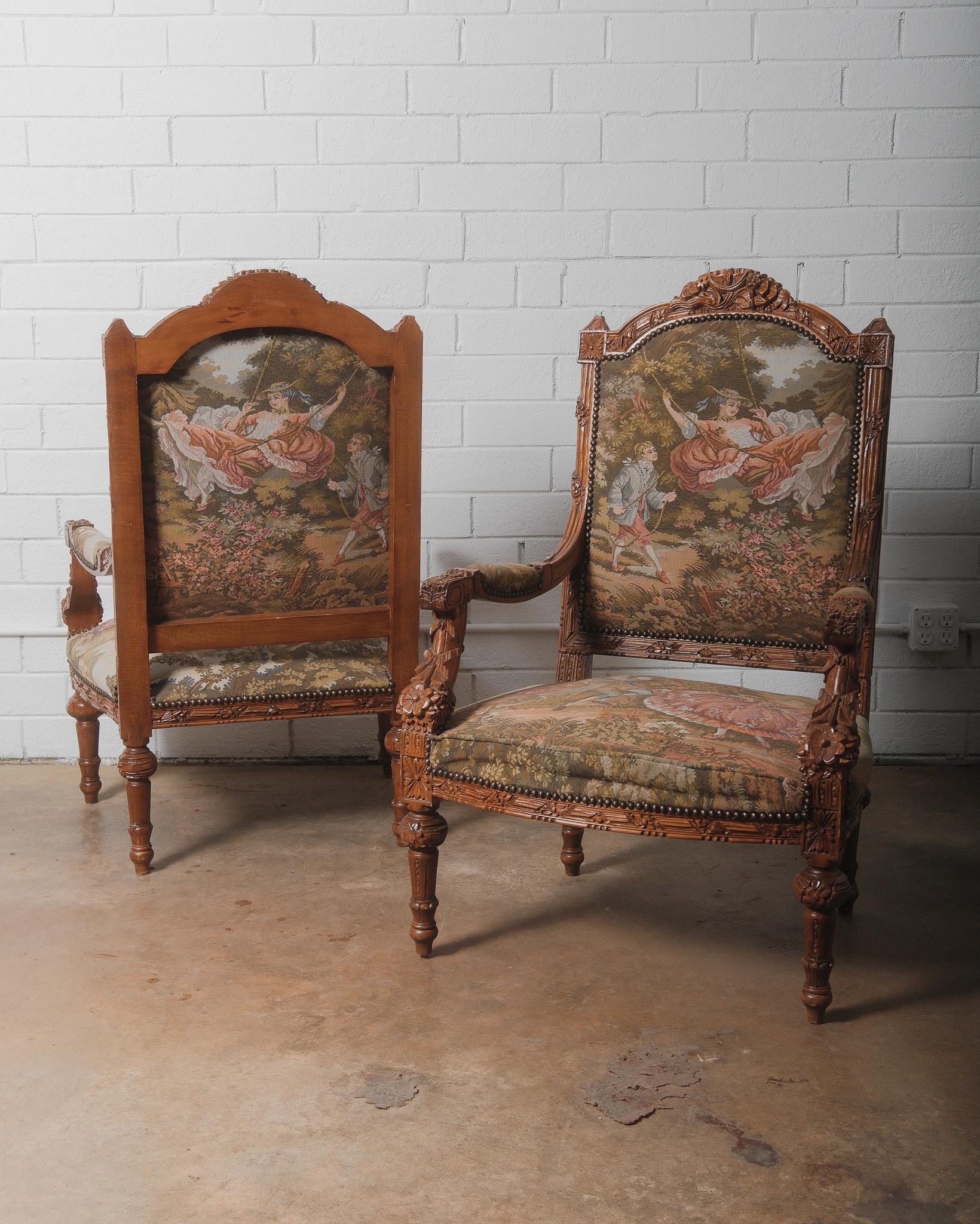 Louis XIV Set of 4 Late 19th/Early 20th Century French Louis XVI Style Armchairs For Sale