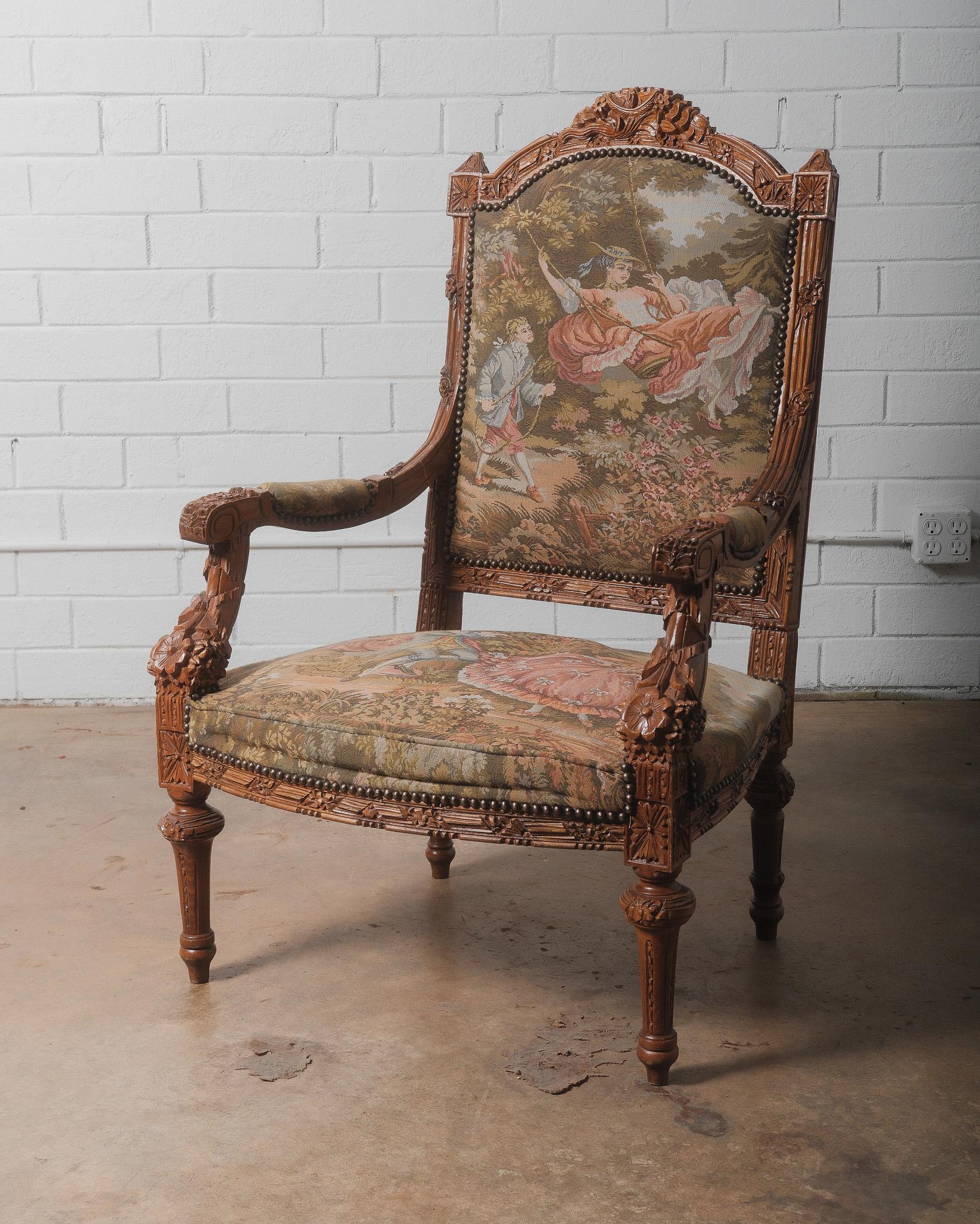 European Set of 4 Late 19th/Early 20th Century French Louis XVI Style Armchairs For Sale