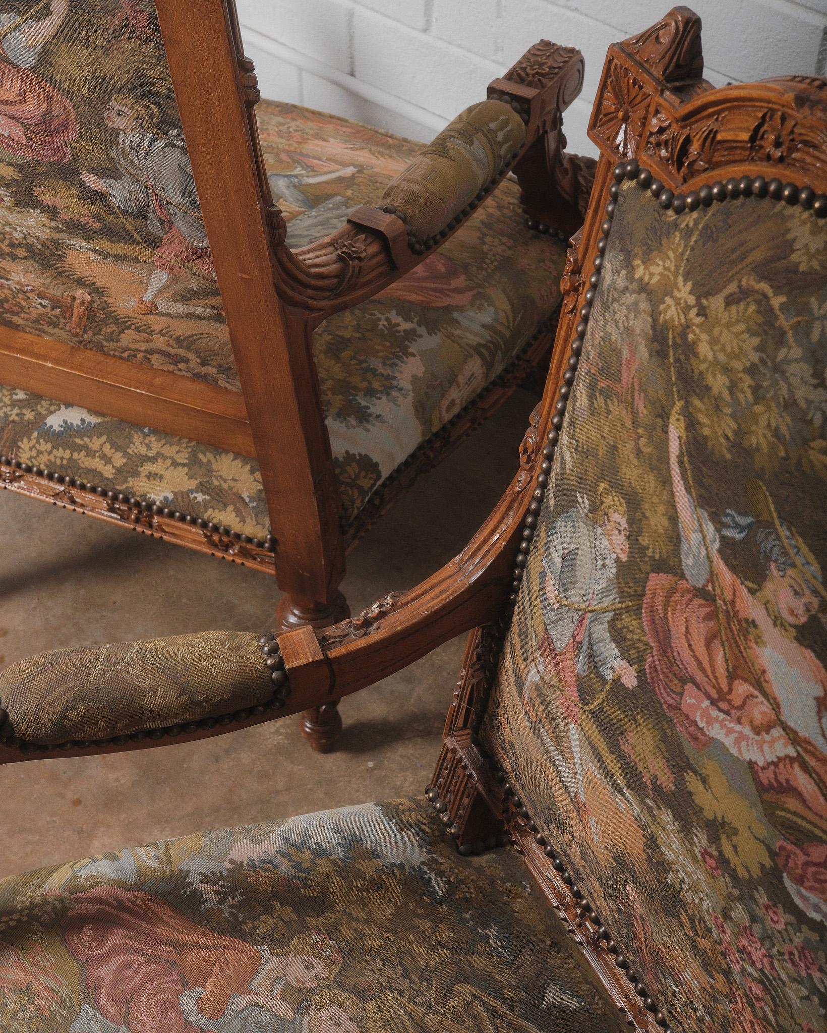 Carved Set of 4 Late 19th/Early 20th Century French Louis XVI Style Armchairs For Sale