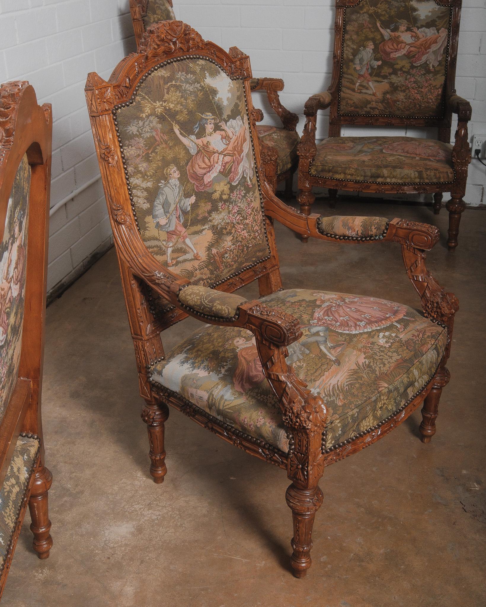Set of 4 Late 19th/Early 20th Century French Louis XVI Style Armchairs For Sale 1