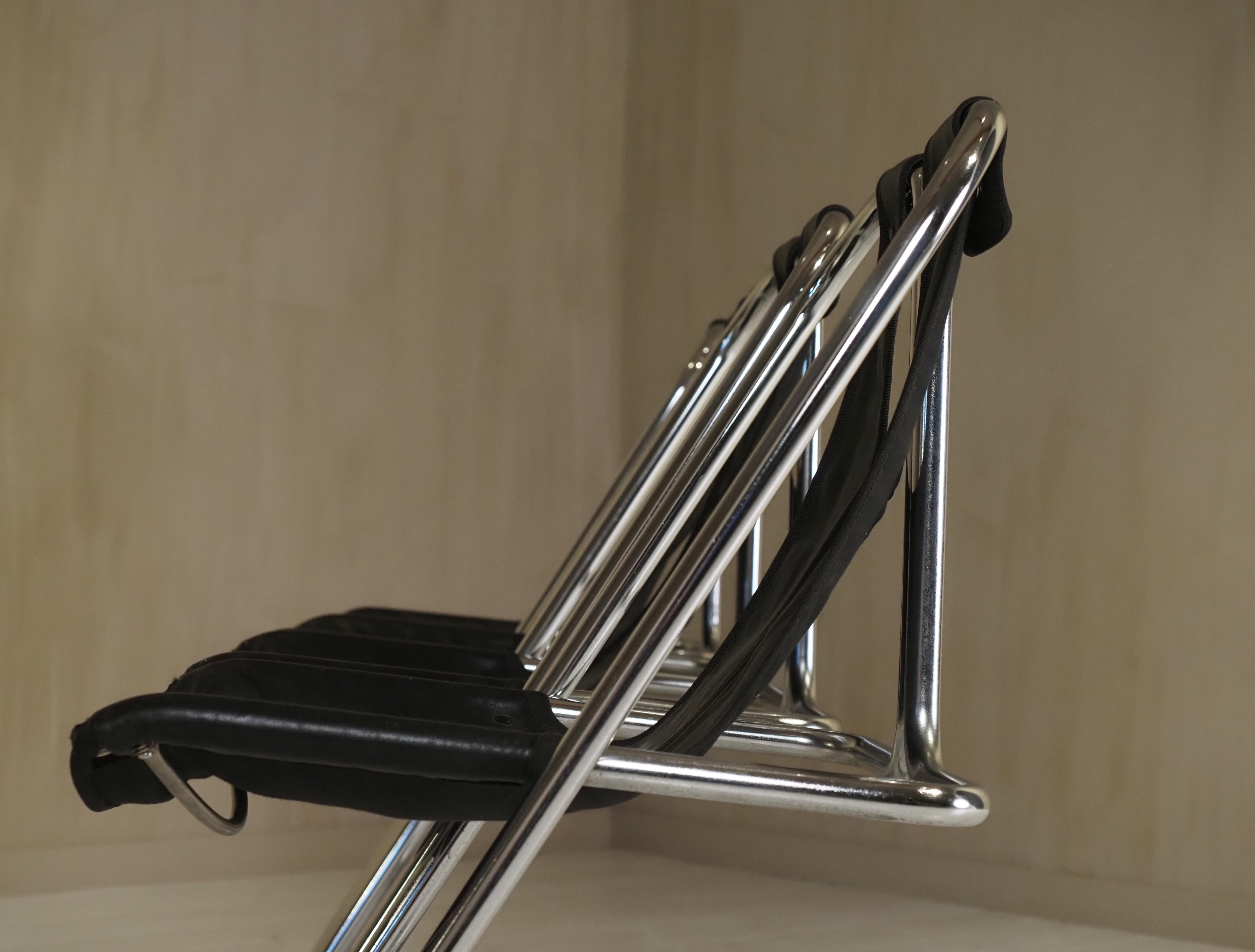 Set di 4 sedie in pelle e cromo anni '60 in vendita 5