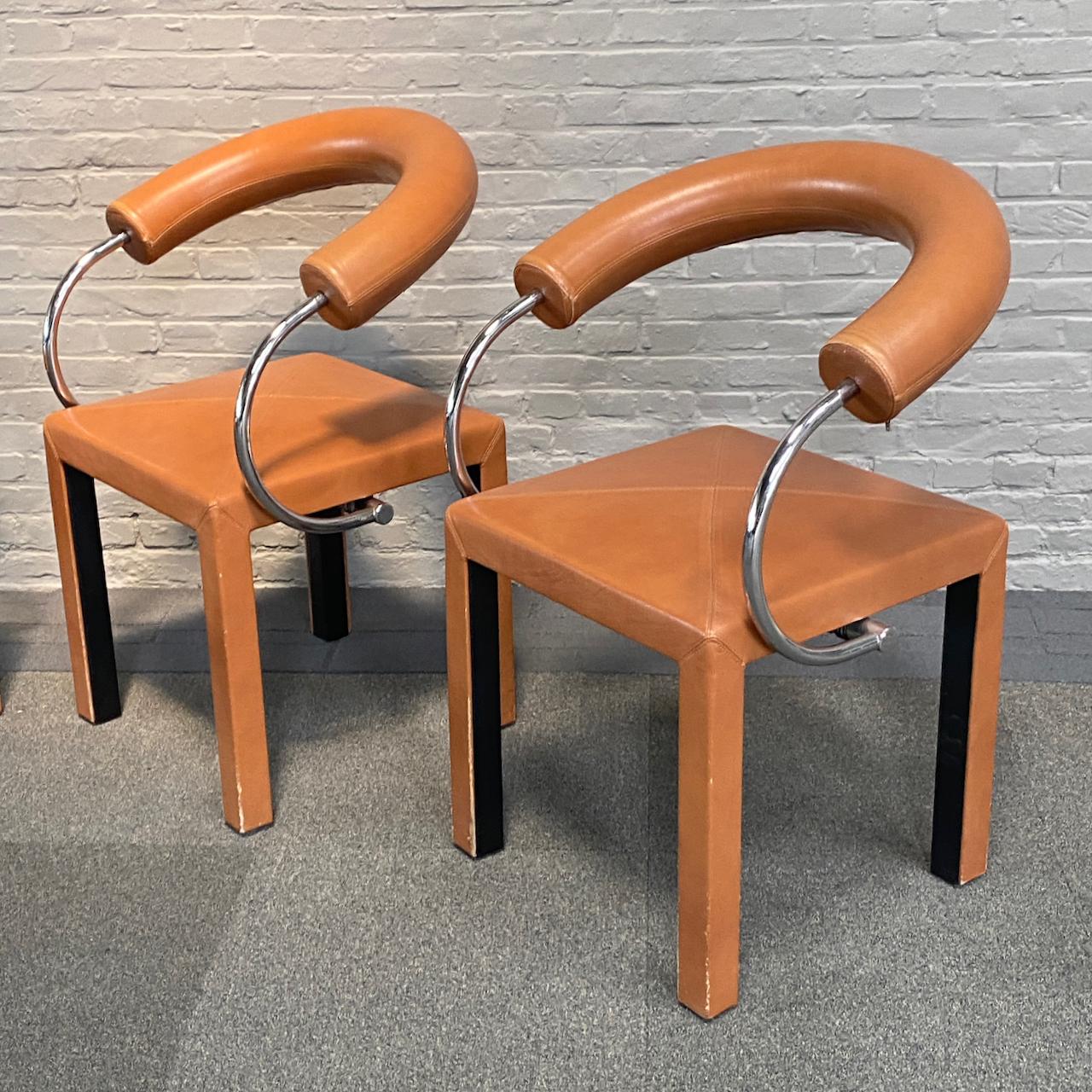 Modern Set of 4 leather Arcosa chairs by Paolo Piva for B&B Italia For Sale