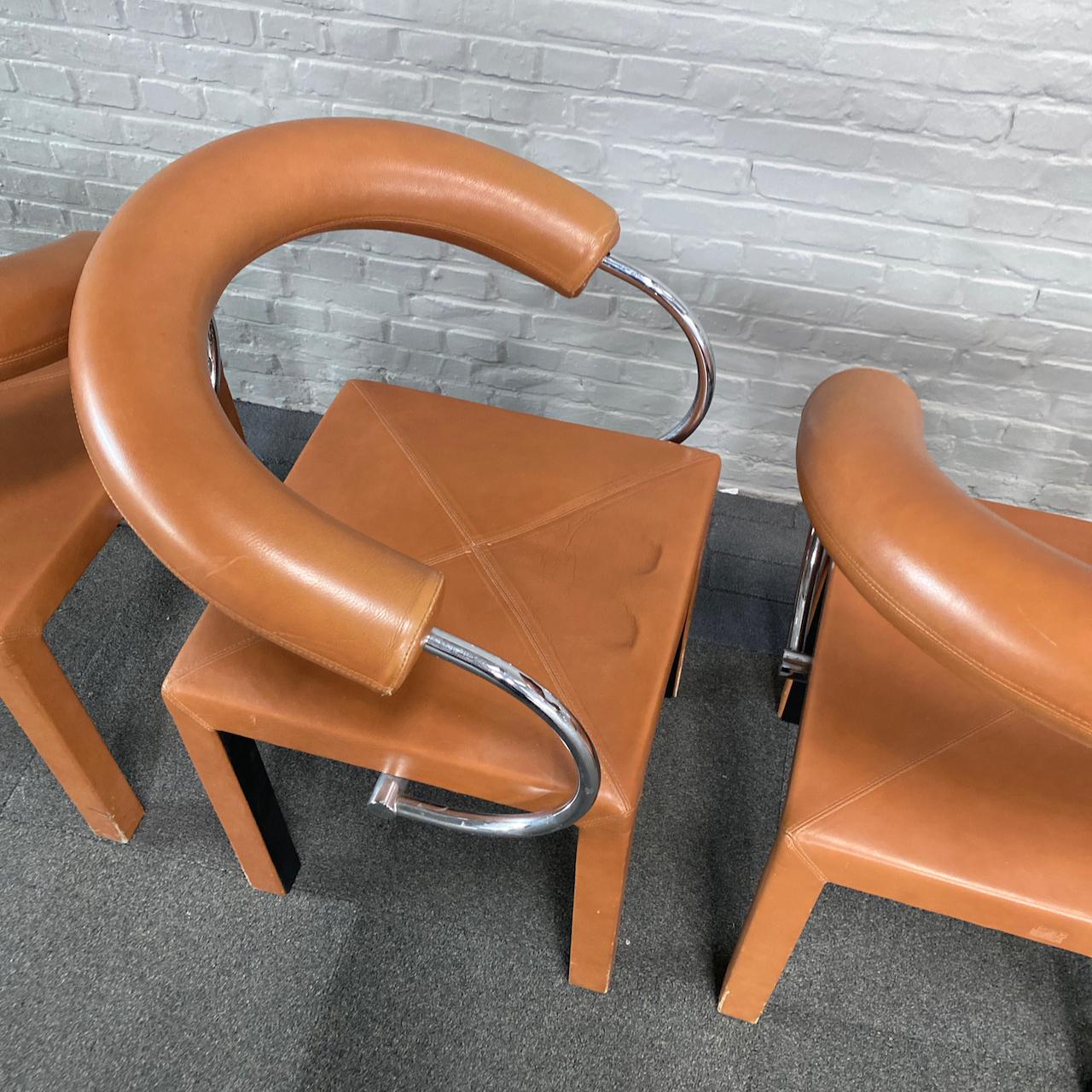 Leather Set of 4 leather Arcosa chairs by Paolo Piva for B&B Italia For Sale
