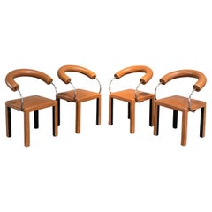 Set aus 4 Arcosa-Stühlen aus Leder von Paola Piva für B&B Italia