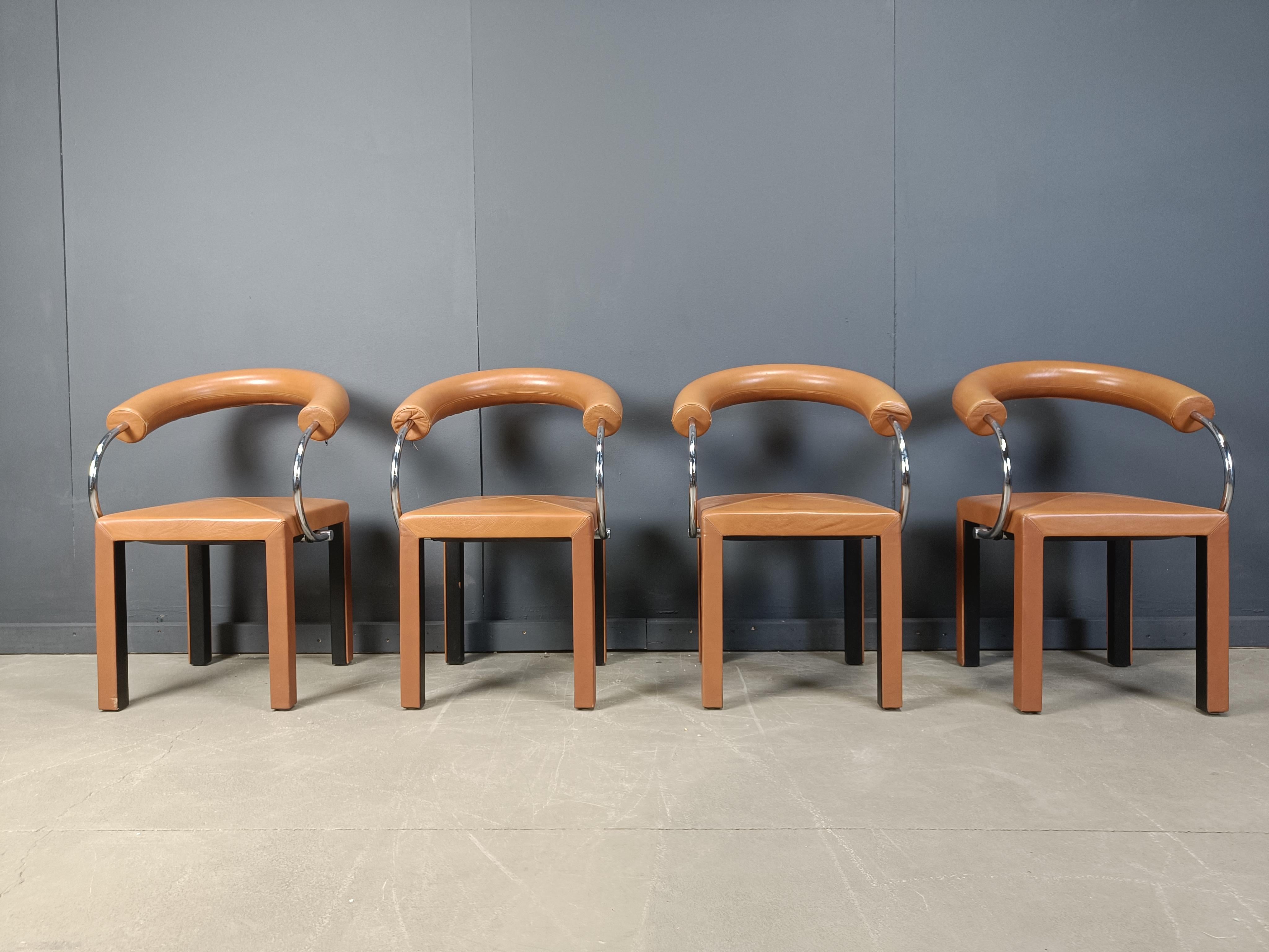 Ensemble de 4 chaises Arcosa en cuir de Paolo Piva pour B&B Italia en vente 3