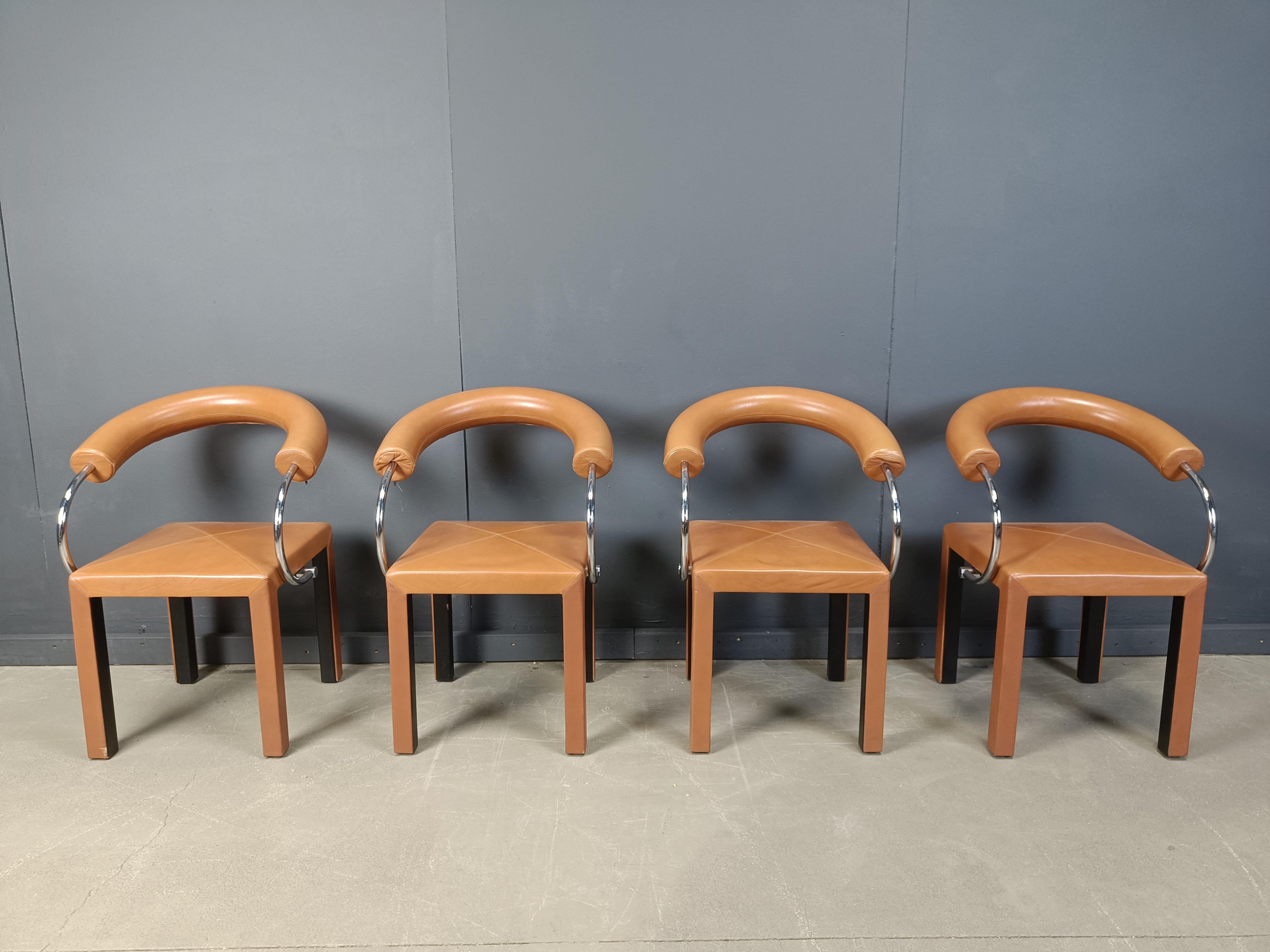 Ensemble de 4 chaises Arcosa en cuir de Paolo Piva pour B&B Italia en vente 4
