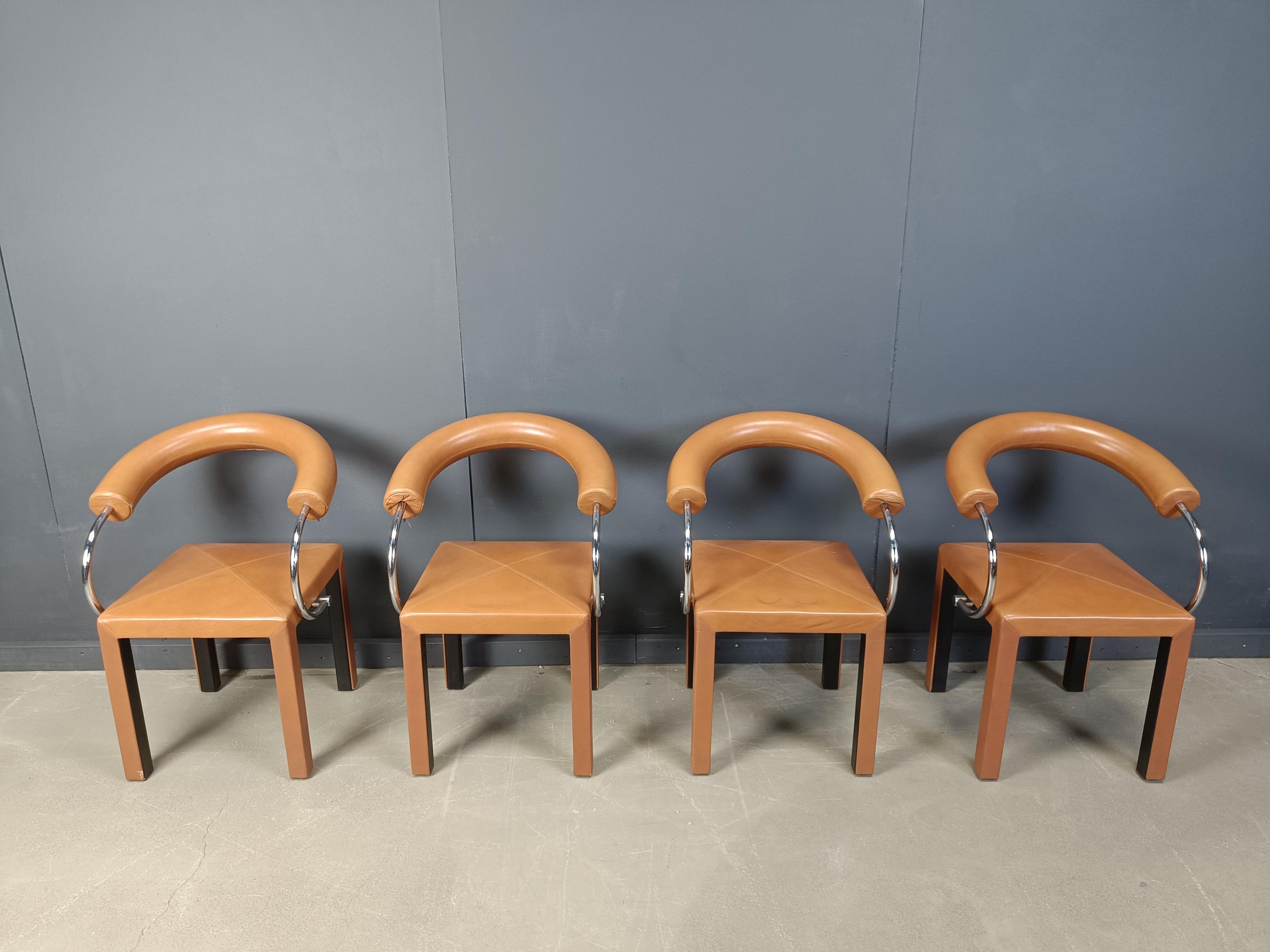 Ensemble de 4 chaises Arcosa en cuir de Paolo Piva pour B&B Italia en vente 5