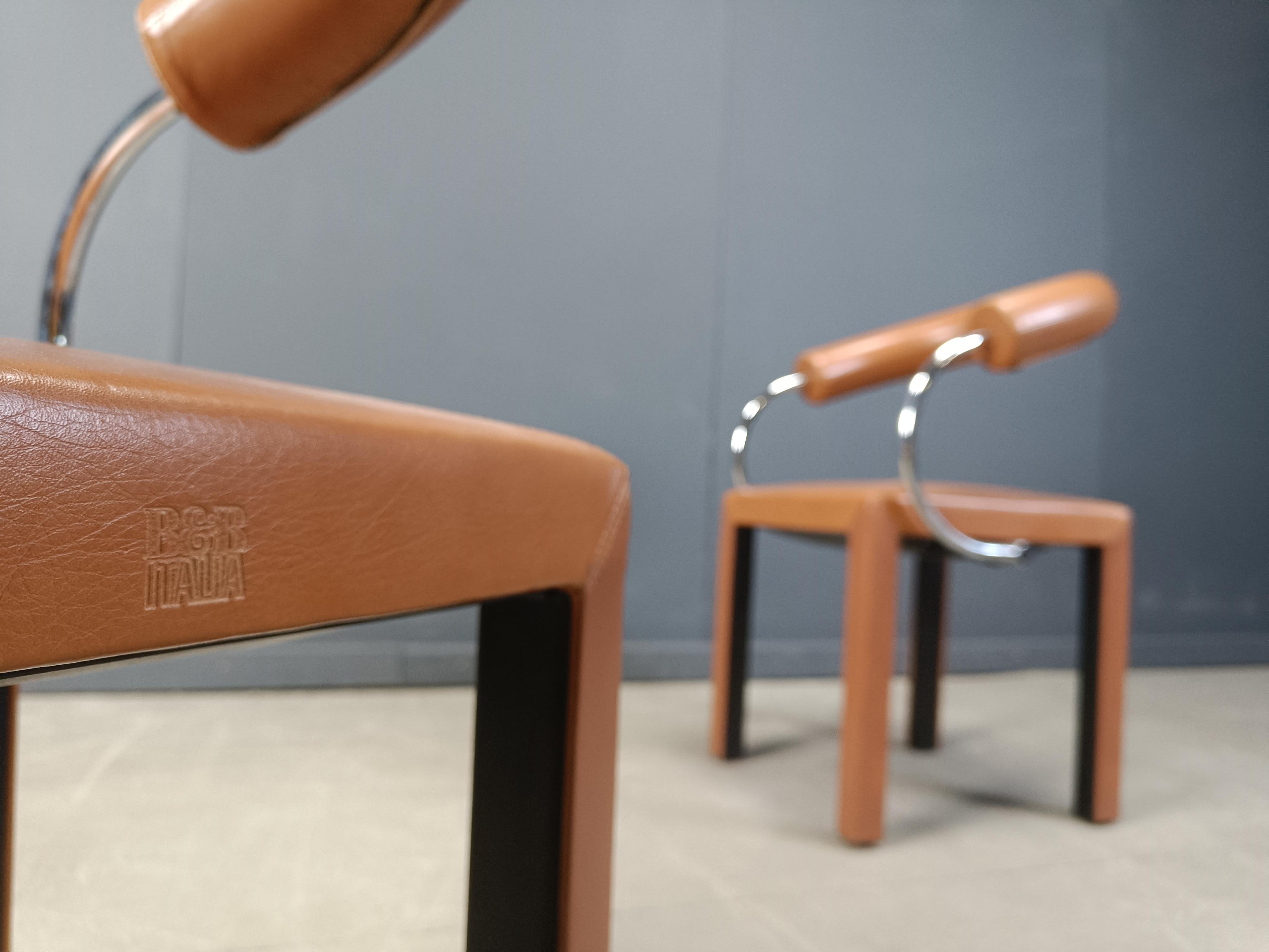 Postmoderne Ensemble de 4 chaises Arcosa en cuir de Paolo Piva pour B&B Italia en vente