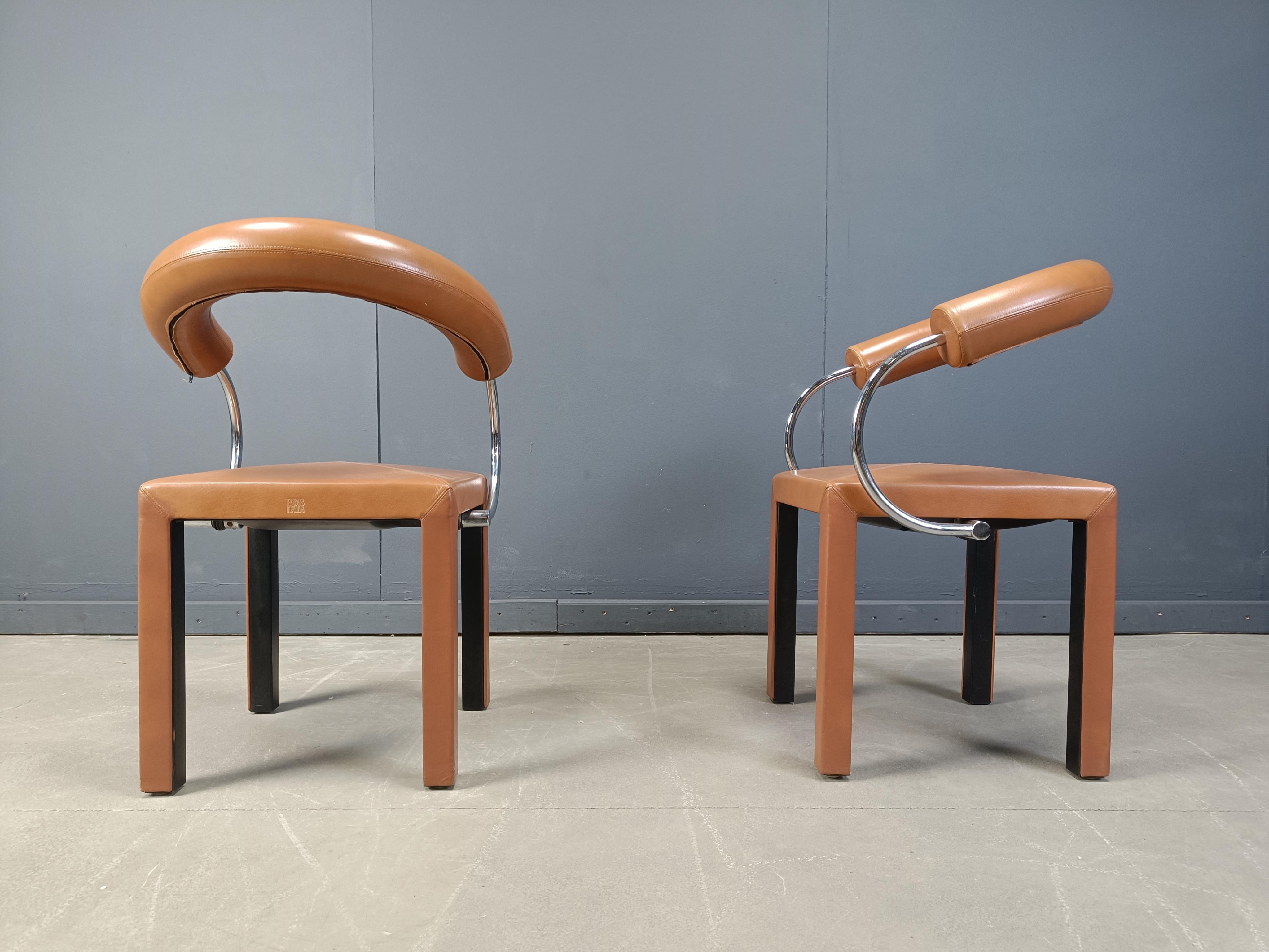 italien Ensemble de 4 chaises Arcosa en cuir de Paolo Piva pour B&B Italia en vente