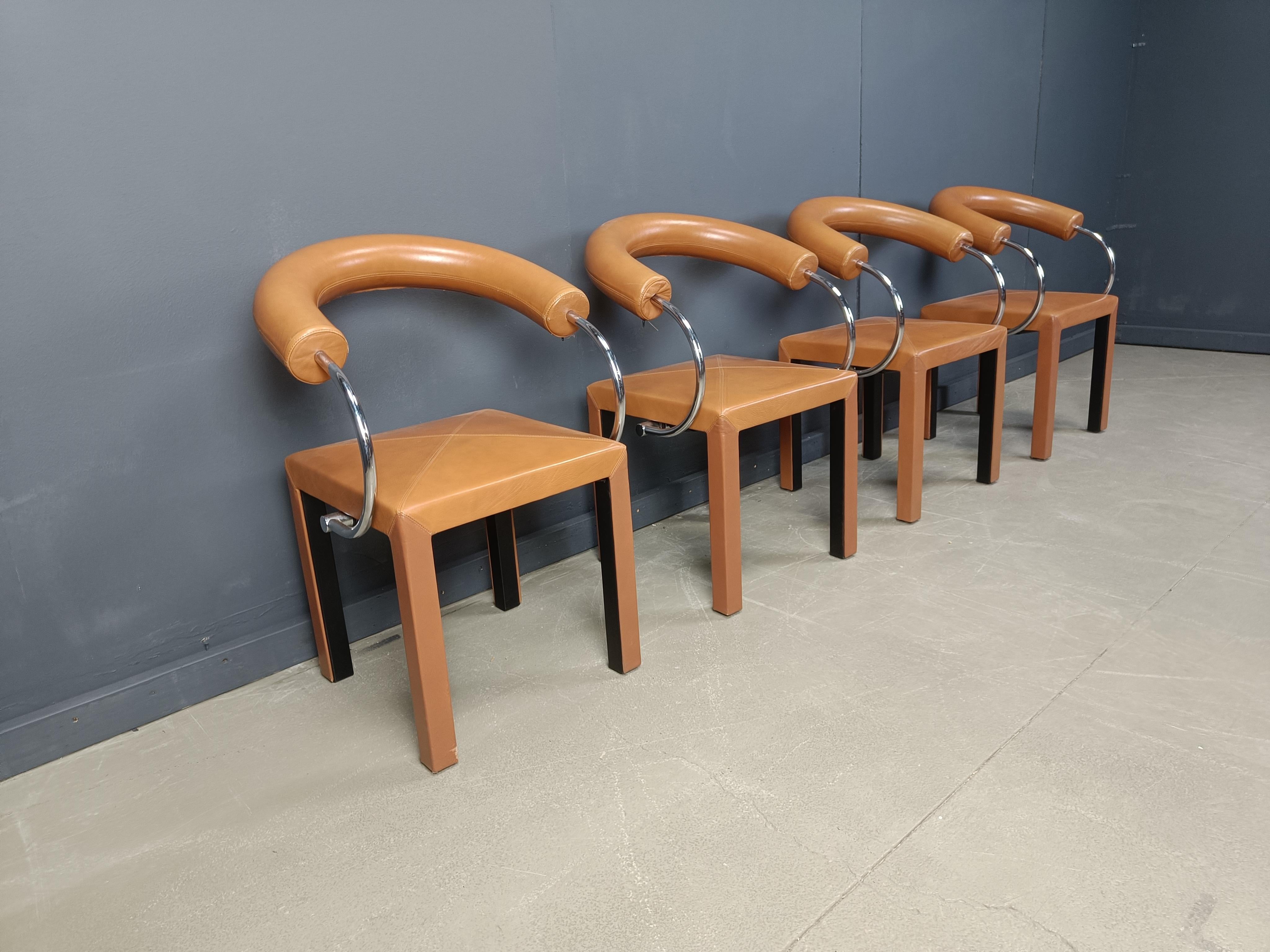 Ensemble de 4 chaises Arcosa en cuir de Paolo Piva pour B&B Italia en vente 1