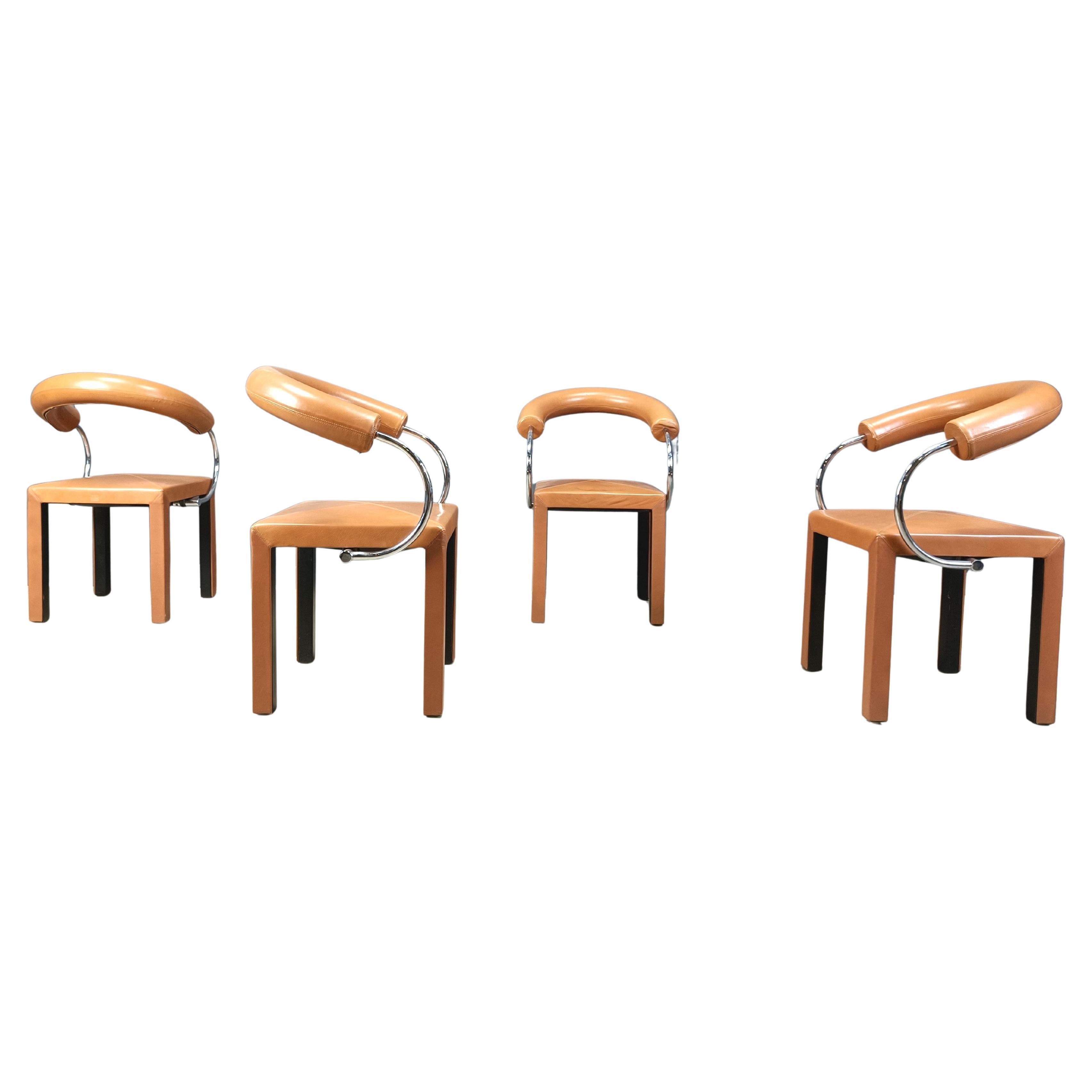 Set of 4 leather Arcosa chairs by Paolo Piva for B&B Italia