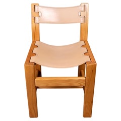Set of 4 leather chairs by Maison Regain, made in France, 1080s