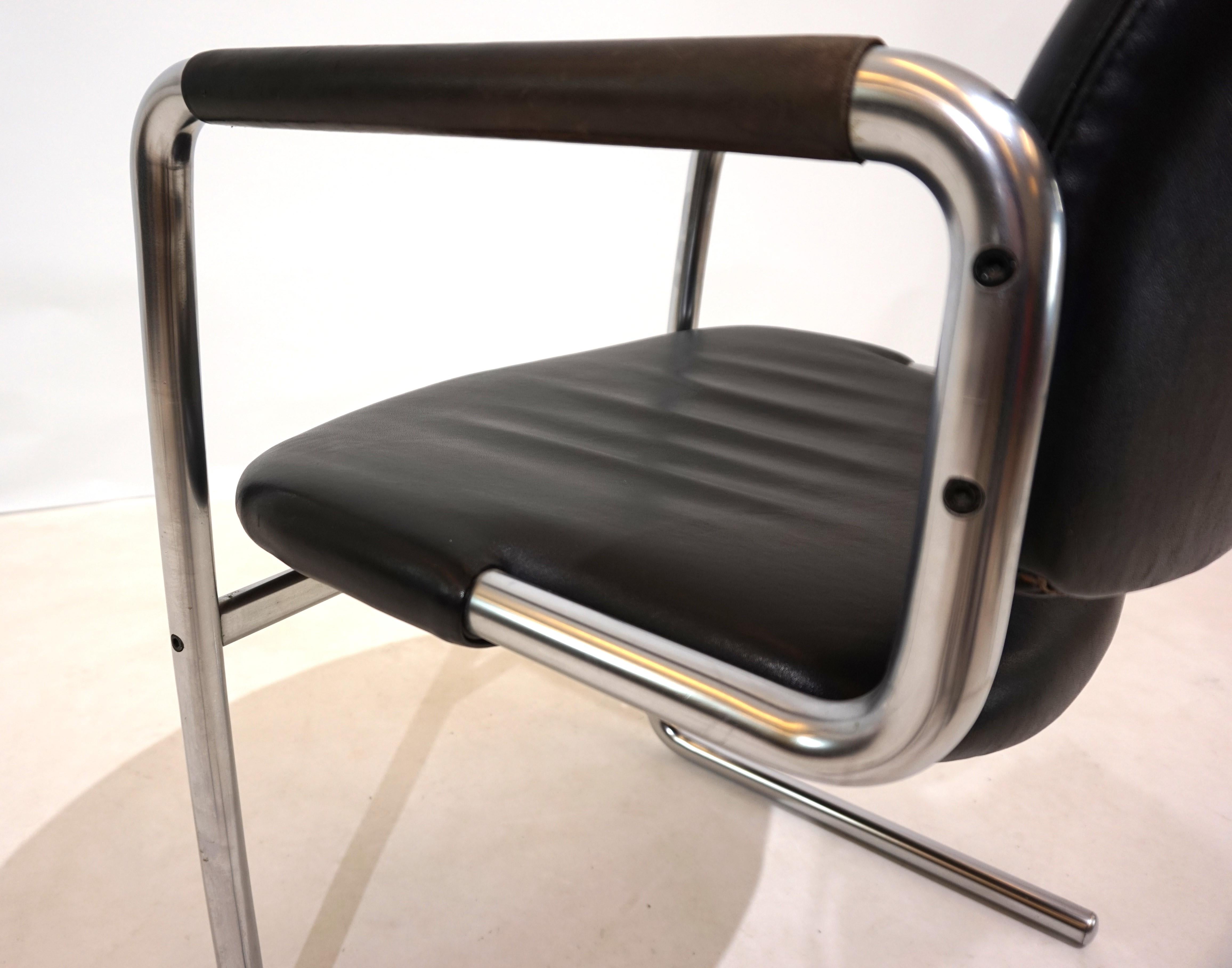 Ensemble de 4 chaises de salle à manger en cuir par Jørgen Kastholm pour Kusch+Co en vente 8