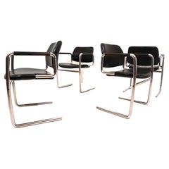 Set of 4 leather dining chairs by Jørgen Kastholm for Kusch&Co