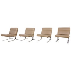 Set of 4 Leather Lounge Chairs Attributed to Paul Tuttle for Strässle, 1970s