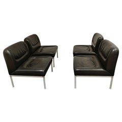 Set of 4 Leather Lounge Chairs by Lübke, 1970s