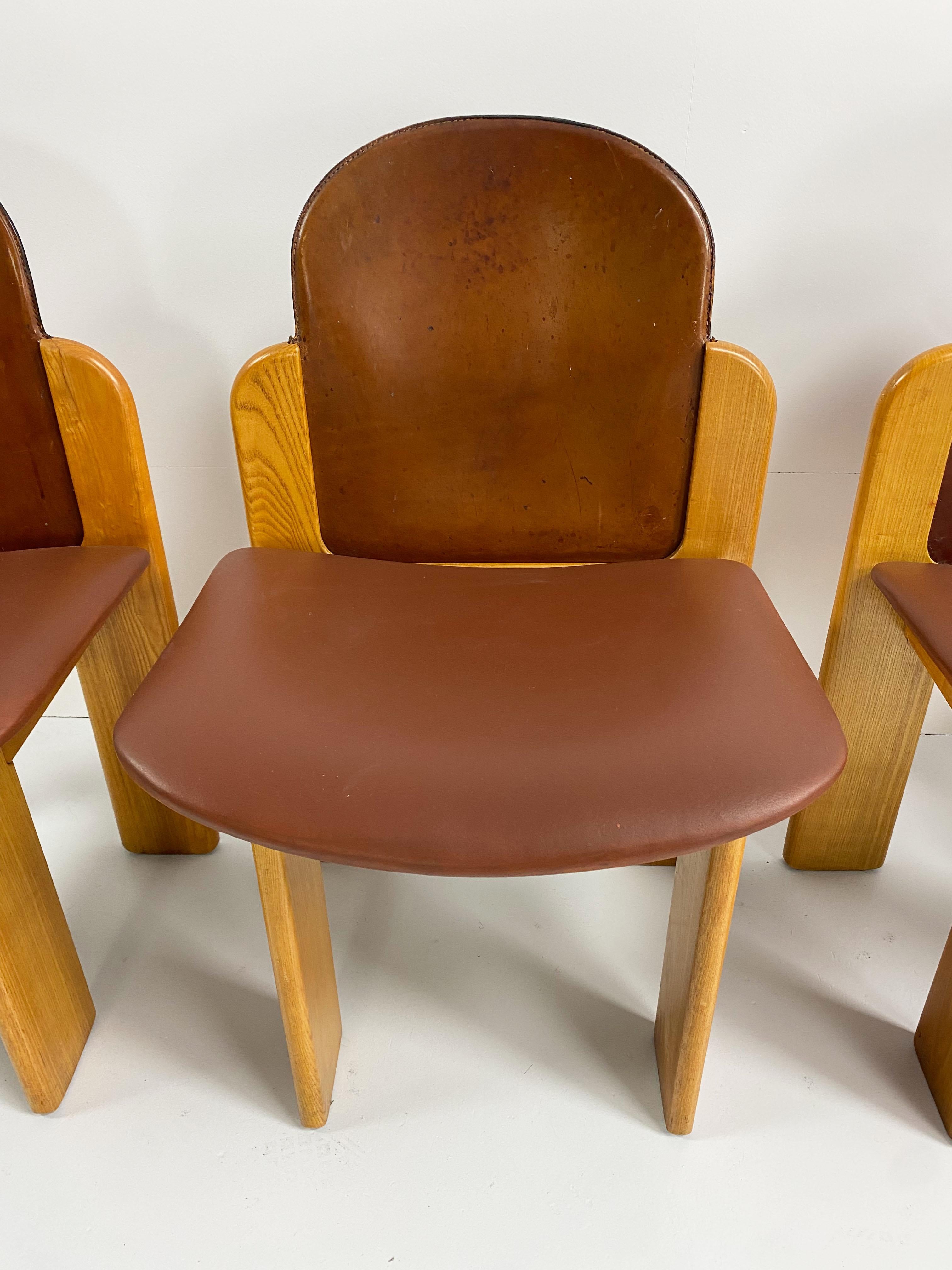 Late 20th Century Set of 4 Leather Model 330 Dining Chairs by Silvio Coppola, Italy, c.1970