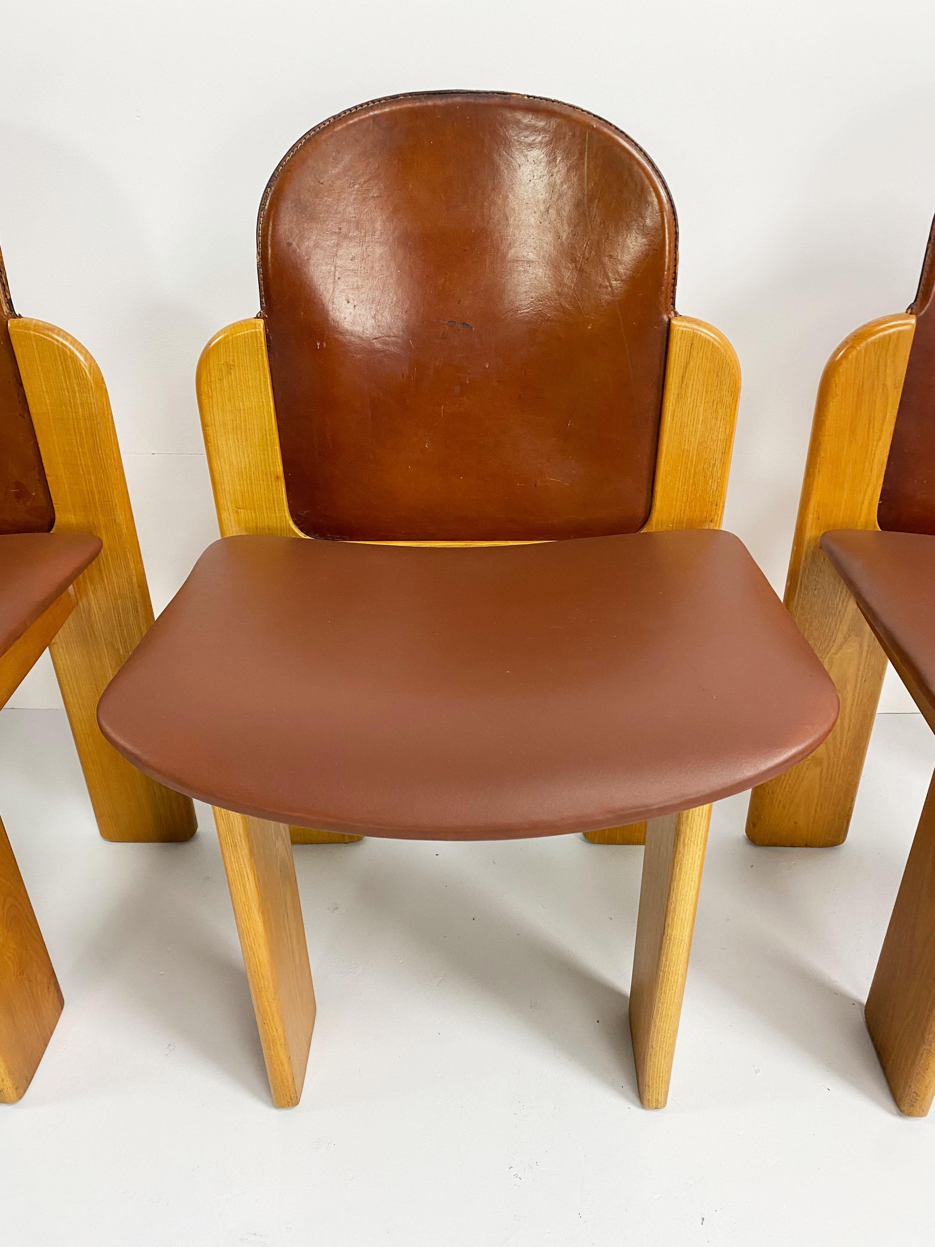 Set of 4 Leather Model 330 Dining Chairs by Silvio Coppola, Italy, c.1970 1