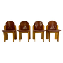 Set of 4 Leather Model 330 Dining Chairs by Silvio Coppola, Italy, c.1970