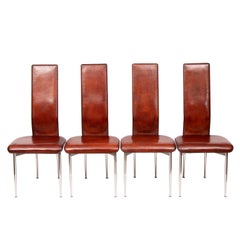 Set of 4 Leather S44 Dining Chairs by Giancarlo Vegni for Fasem, circa 1990
