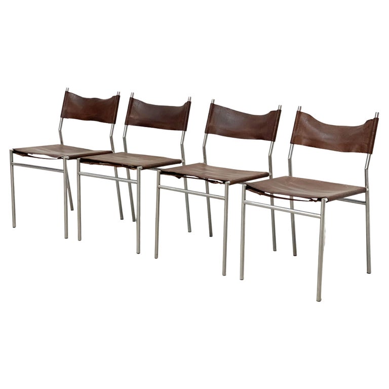 Set of 4 Leather SZ06 Dining Chairs Martin Visser For Sale at 1stDibs