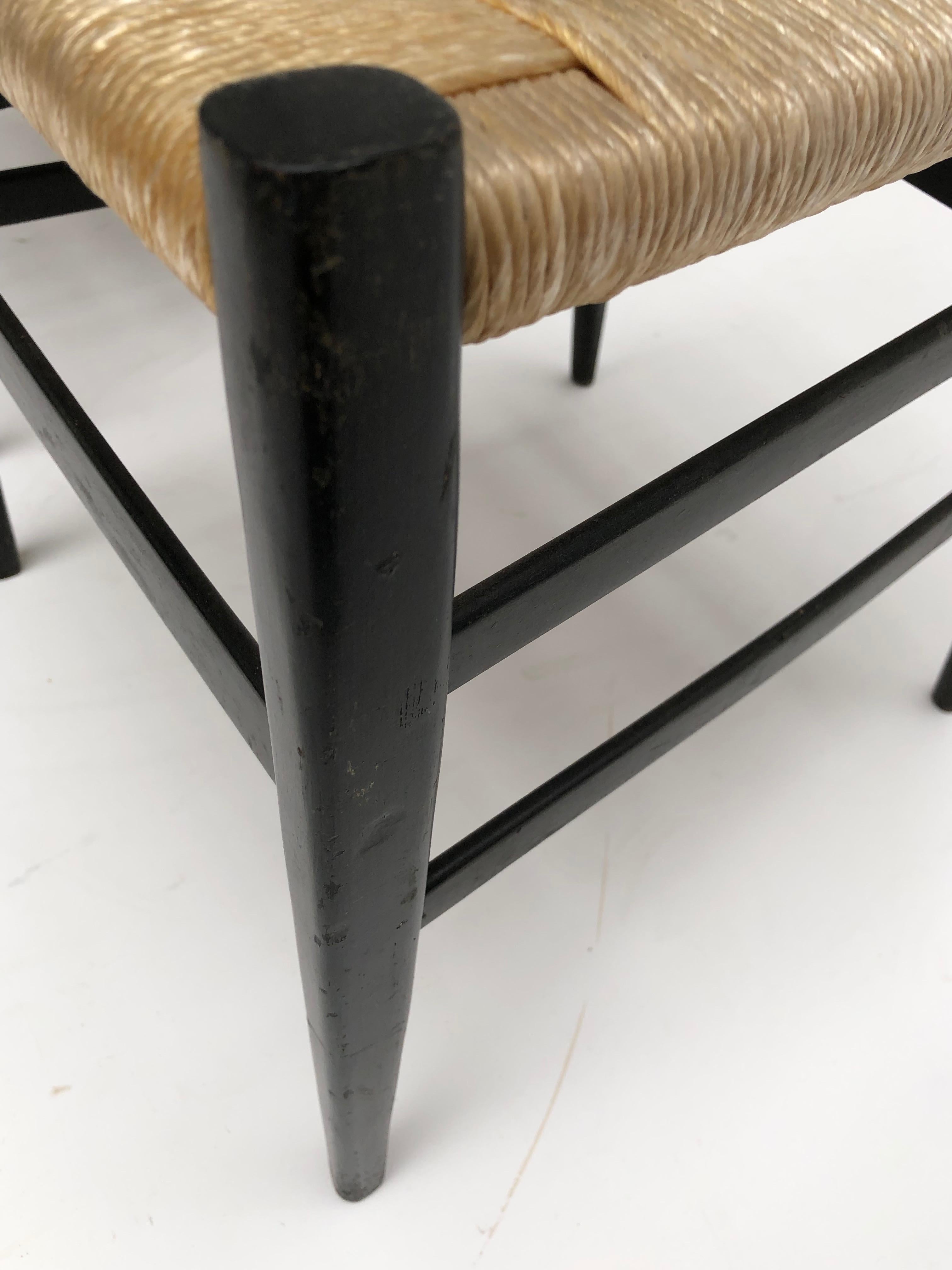 Set of 4 Leggera Black Ebonized Wooden Dining Chairs by Gio Ponti, Italy, 1950s 1