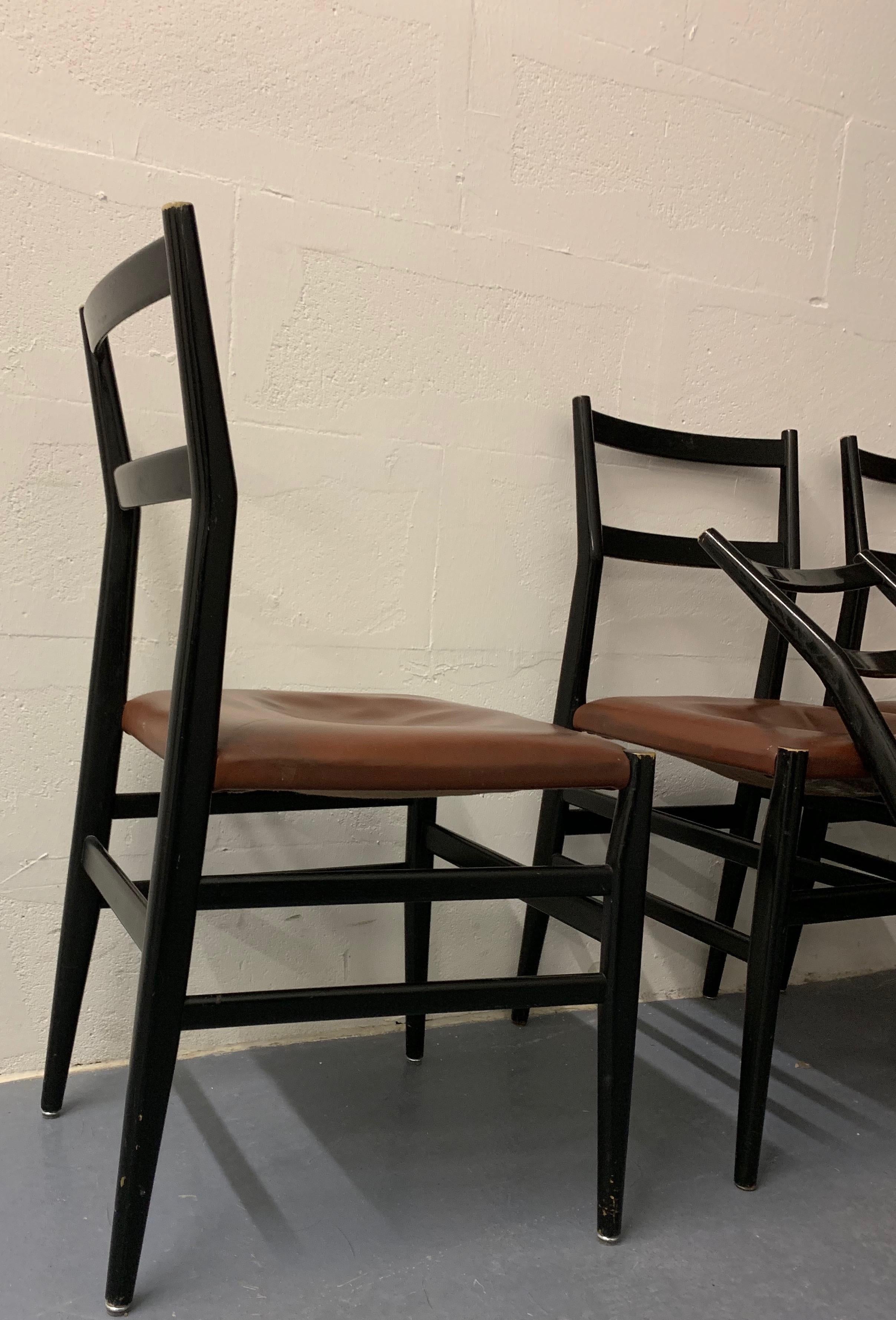 Mid-20th Century Set of 4 Leggera Chairs by Gio Ponti