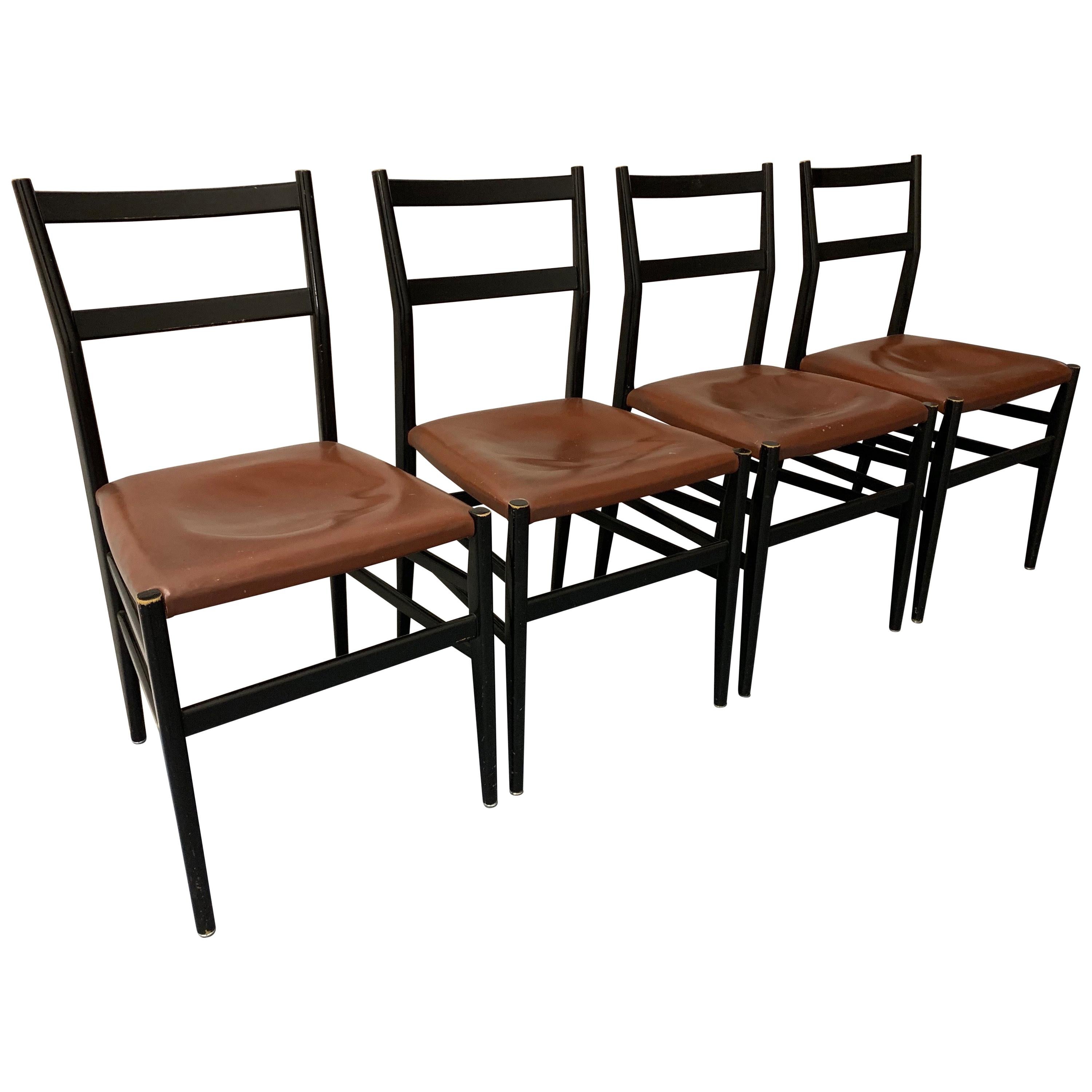 Set of 4 Leggera Chairs by Gio Ponti